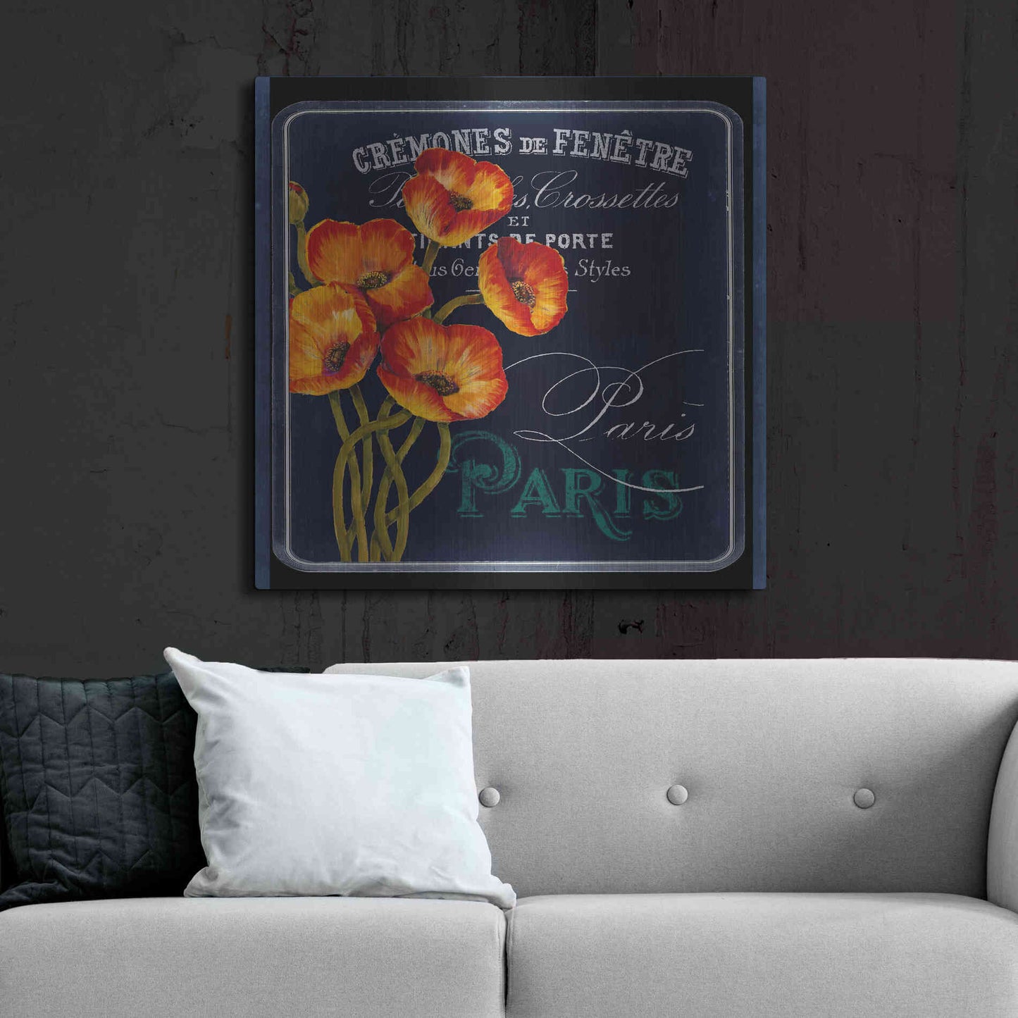 Luxe Metal Art 'Chalkboard Paris Collection E' by Studio W, Metal Wall Art,36x36