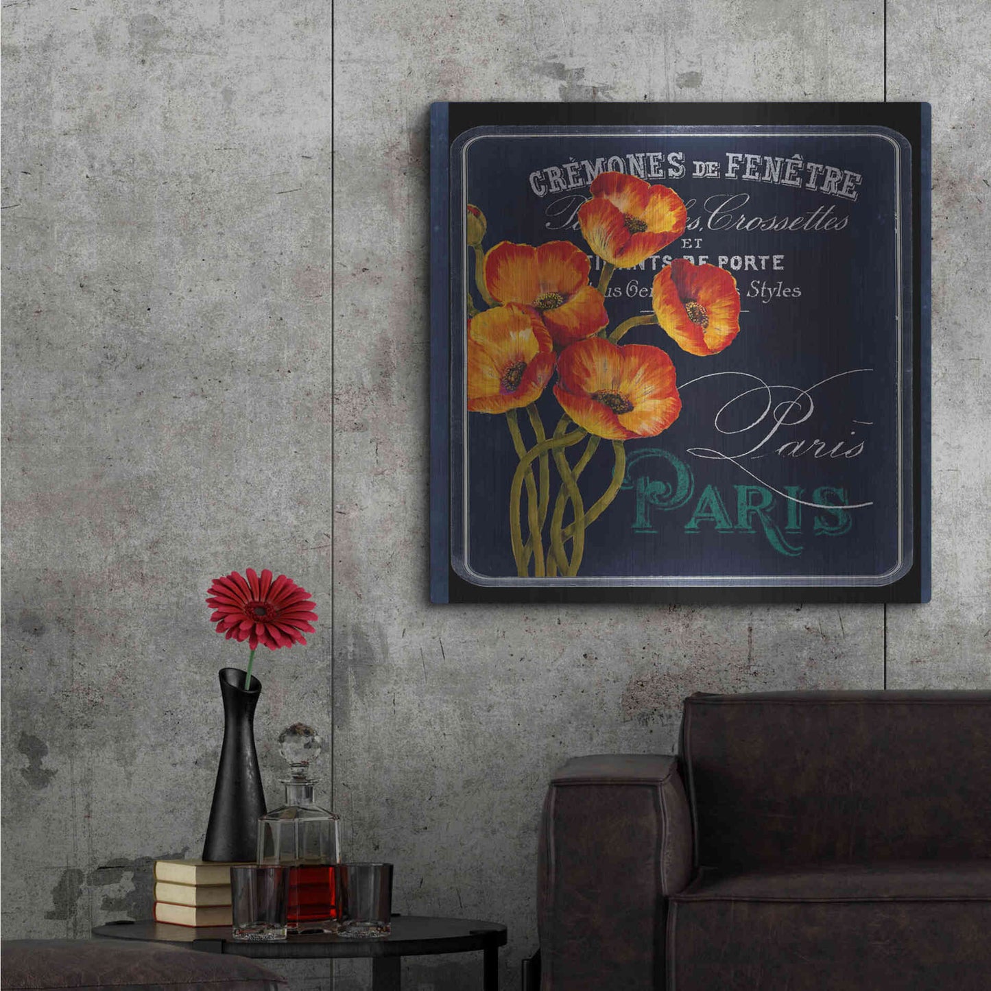 Luxe Metal Art 'Chalkboard Paris Collection E' by Studio W, Metal Wall Art,36x36