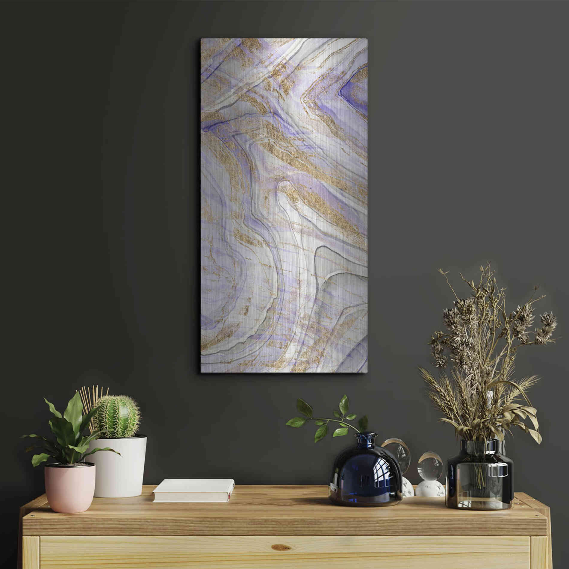 Luxe Metal Art 'Amethyst and Gold I' by Studio W, Metal Wall Art,12x24