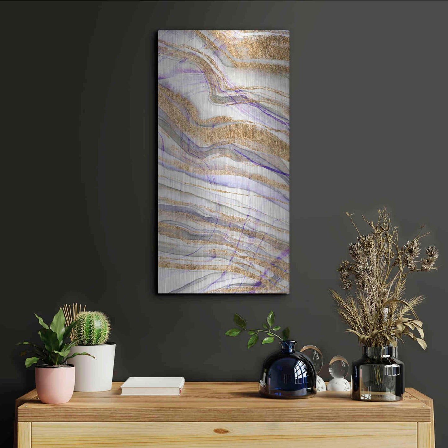 Luxe Metal Art 'Amethyst and Gold II' by Studio W, Metal Wall Art,12x24