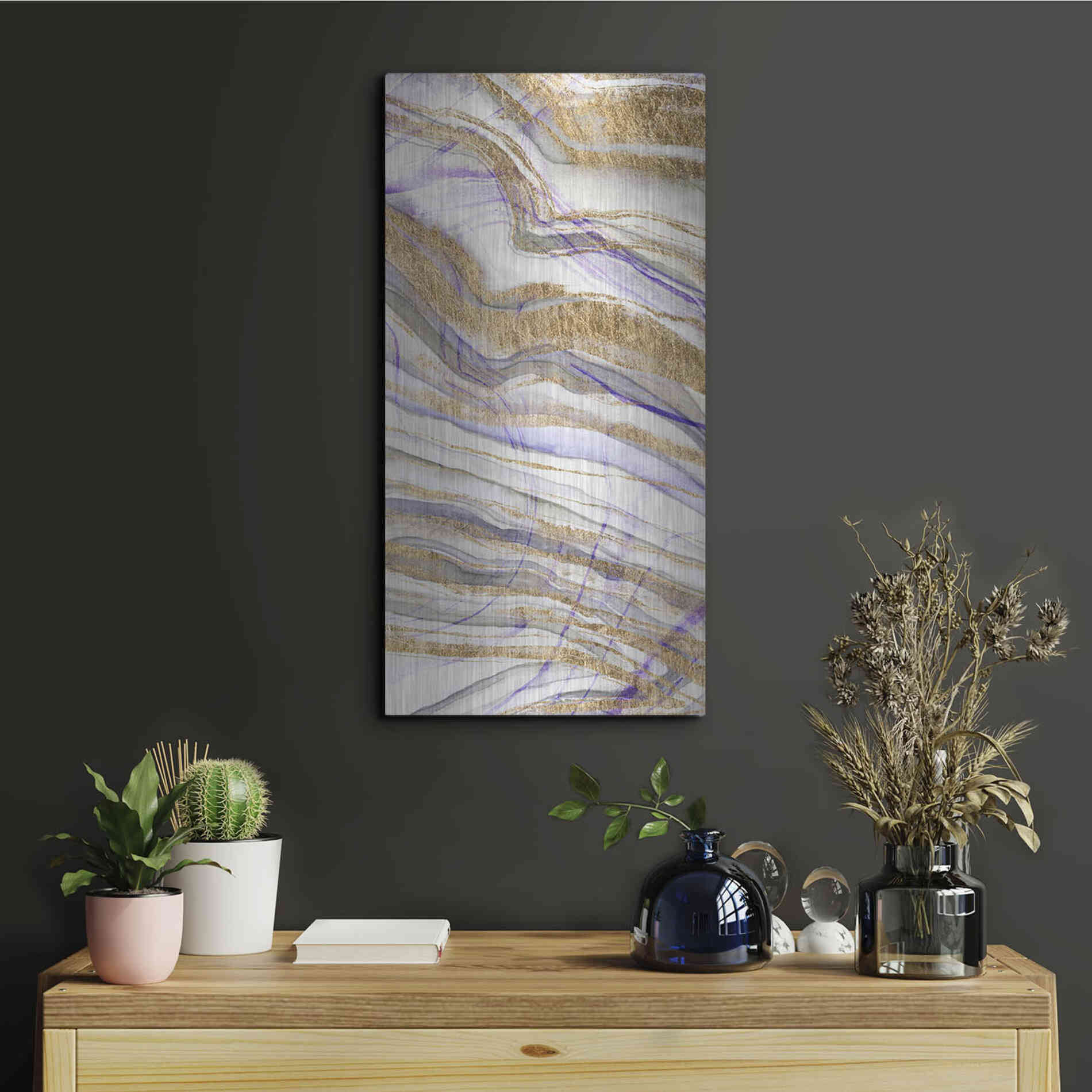 Luxe Metal Art 'Amethyst and Gold II' by Studio W, Metal Wall Art,12x24