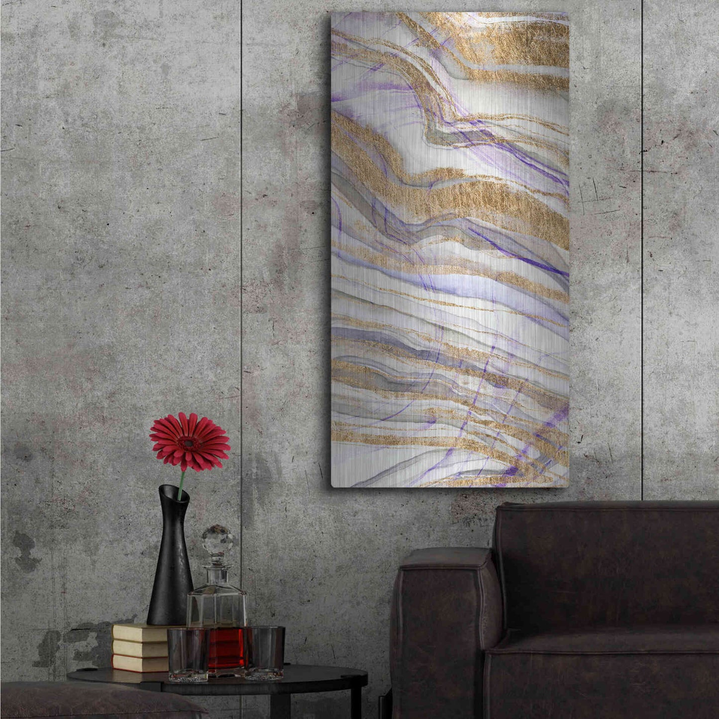 Luxe Metal Art 'Amethyst and Gold II' by Studio W, Metal Wall Art,24x48