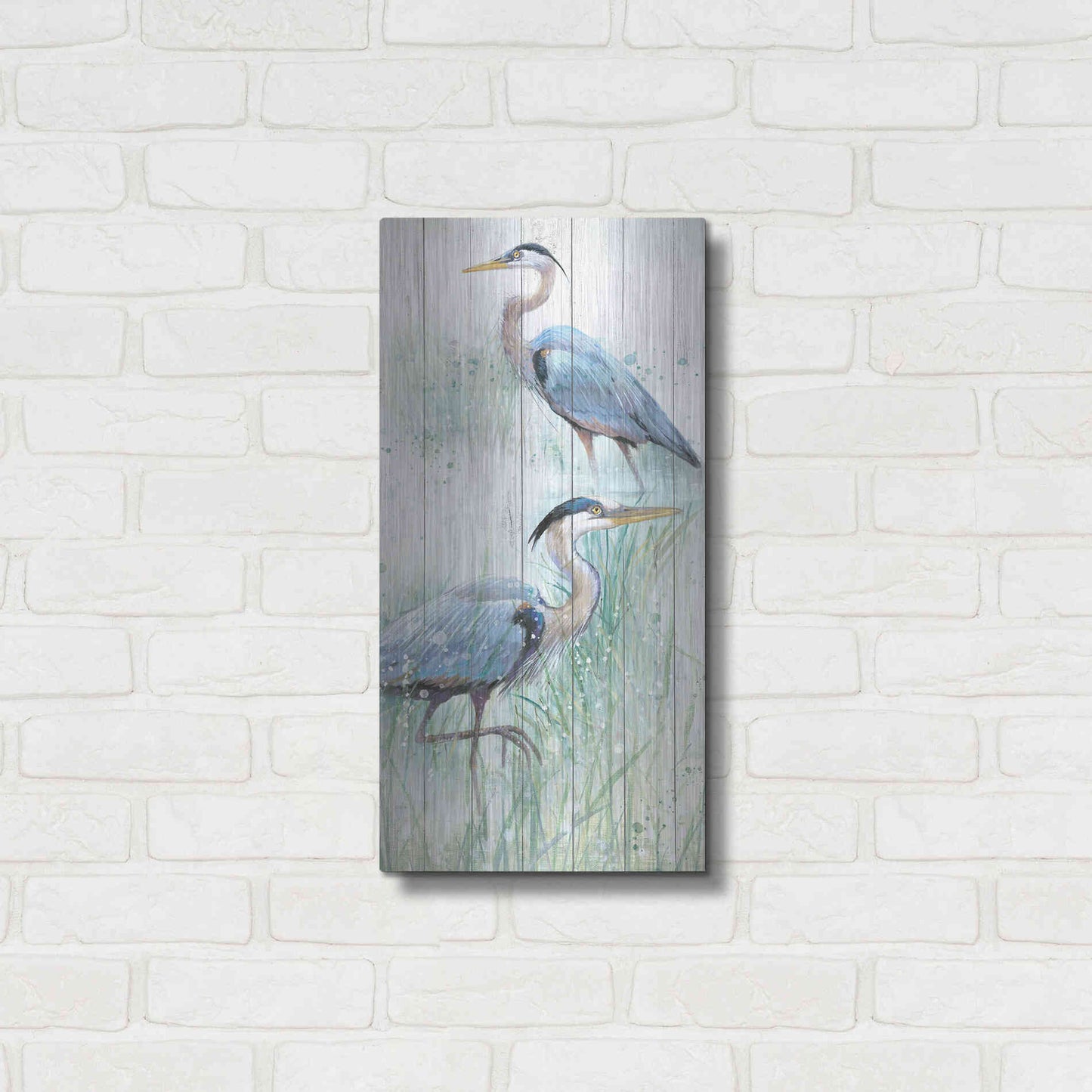 Luxe Metal Art 'Seaside Heron Pair I' by Studio W, Metal Wall Art,12x24