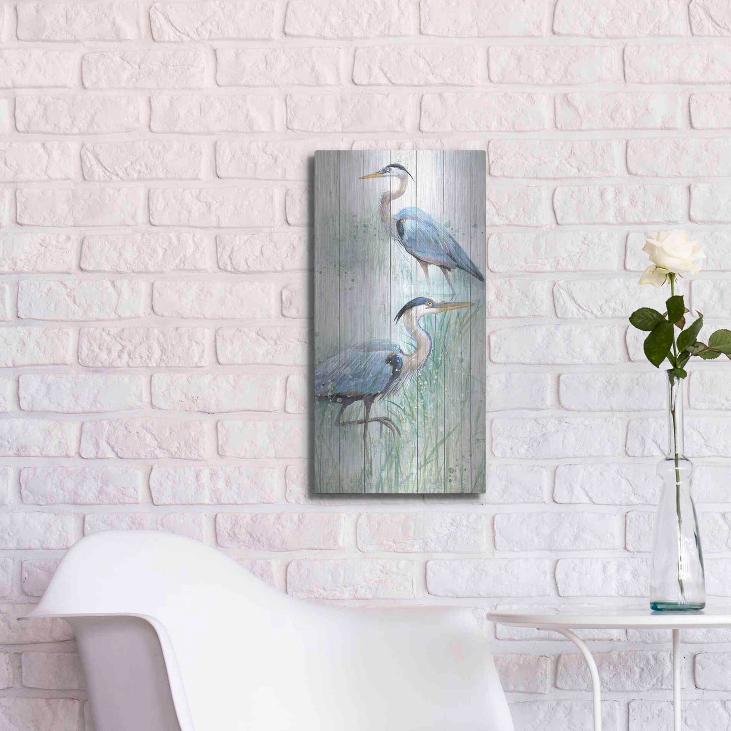 Luxe Metal Art 'Seaside Heron Pair I' by Studio W, Metal Wall Art,12x24