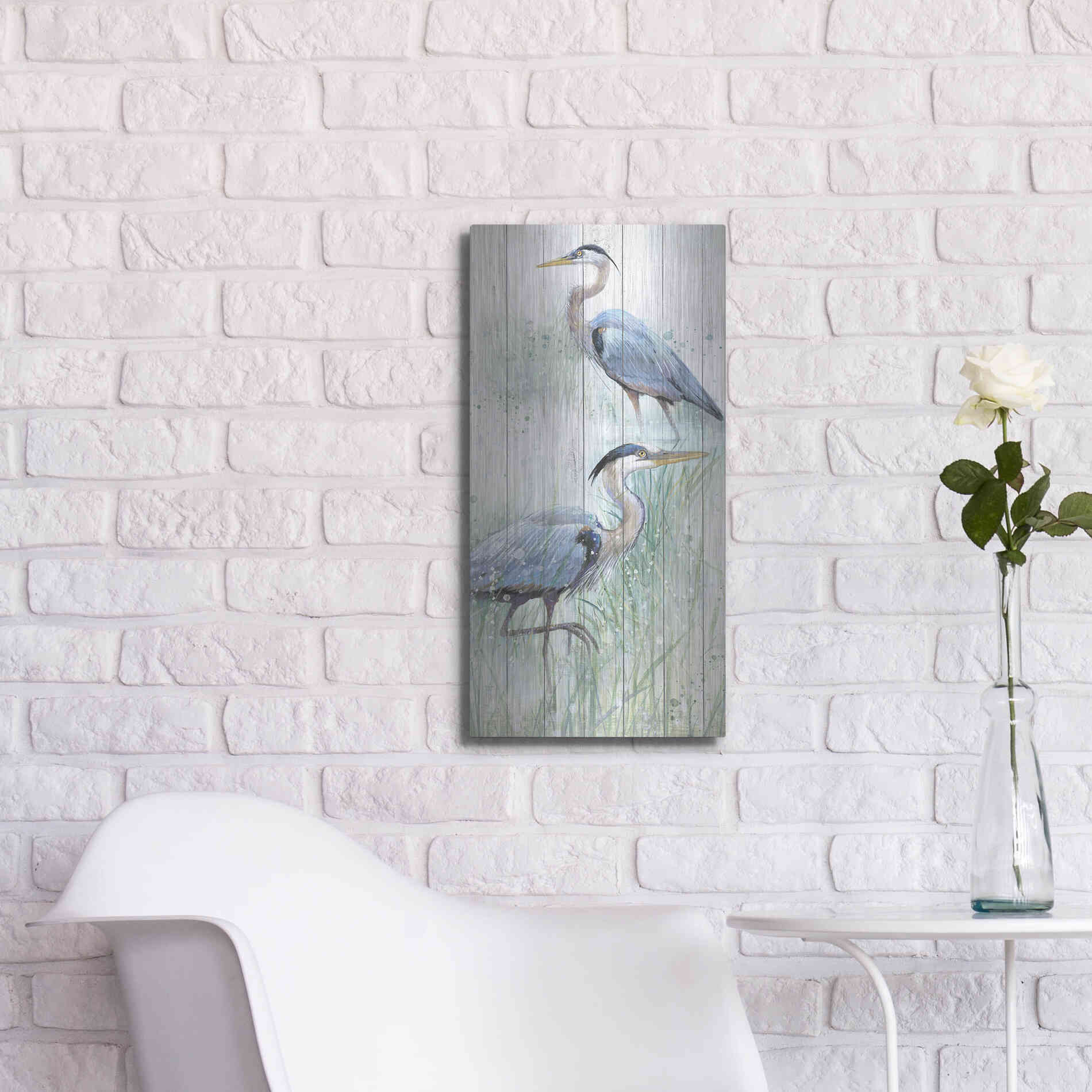 Luxe Metal Art 'Seaside Heron Pair I' by Studio W, Metal Wall Art,12x24