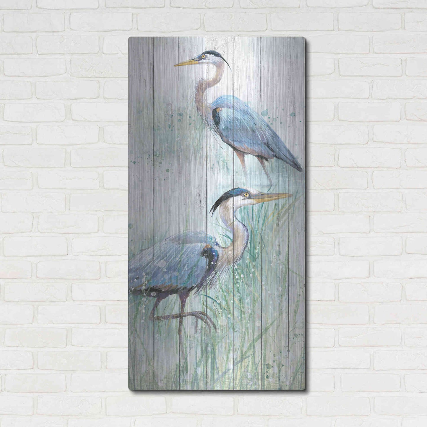 Luxe Metal Art 'Seaside Heron Pair I' by Studio W, Metal Wall Art,24x48