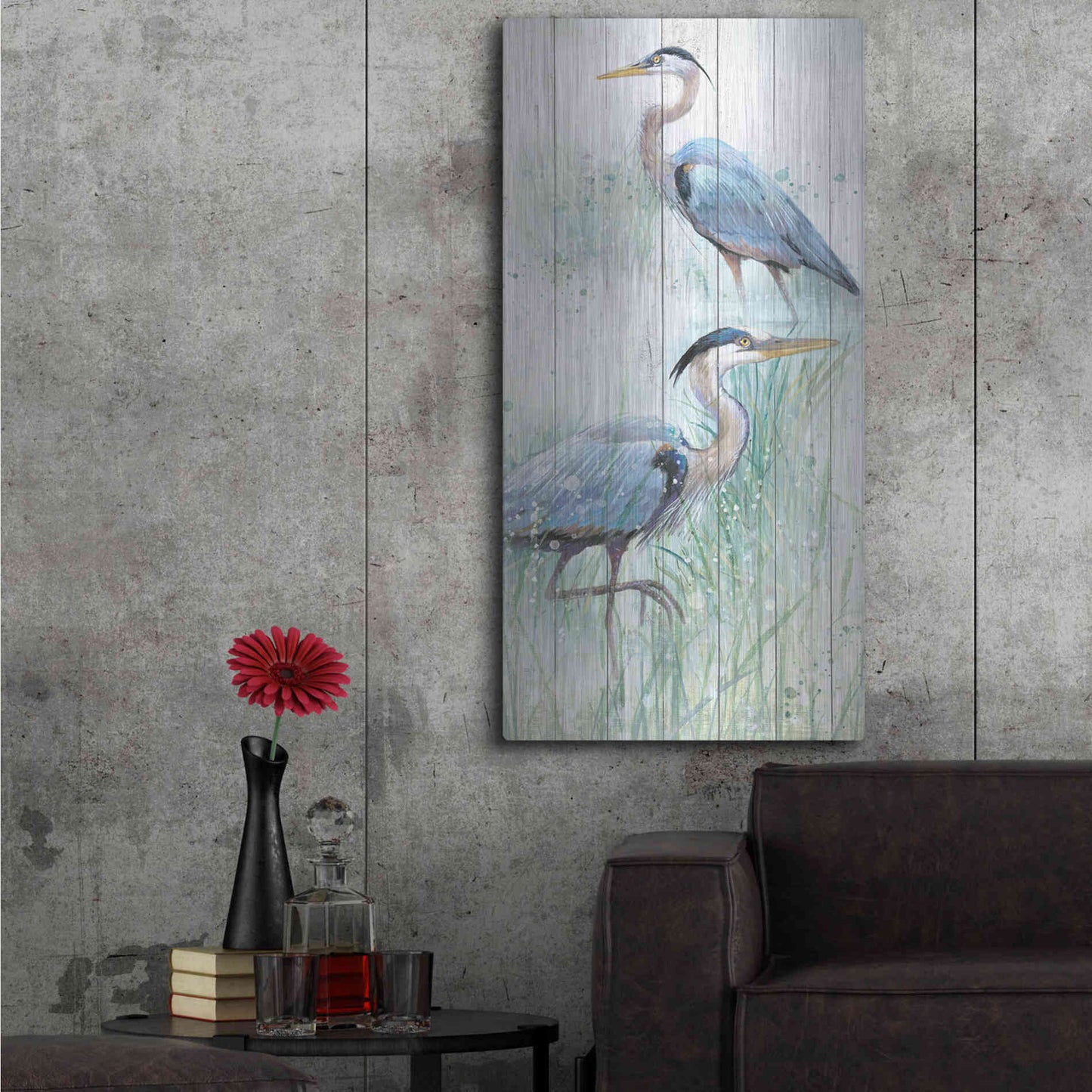 Luxe Metal Art 'Seaside Heron Pair I' by Studio W, Metal Wall Art,24x48