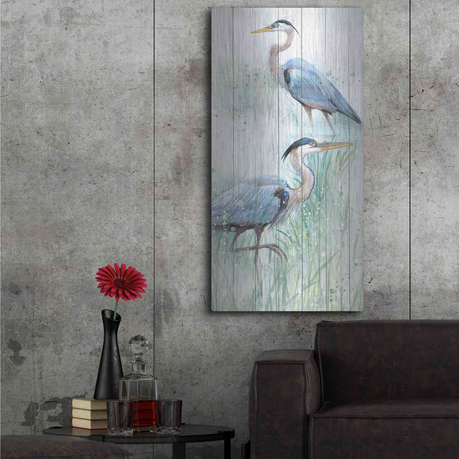 Luxe Metal Art 'Seaside Heron Pair I' by Studio W, Metal Wall Art,24x48
