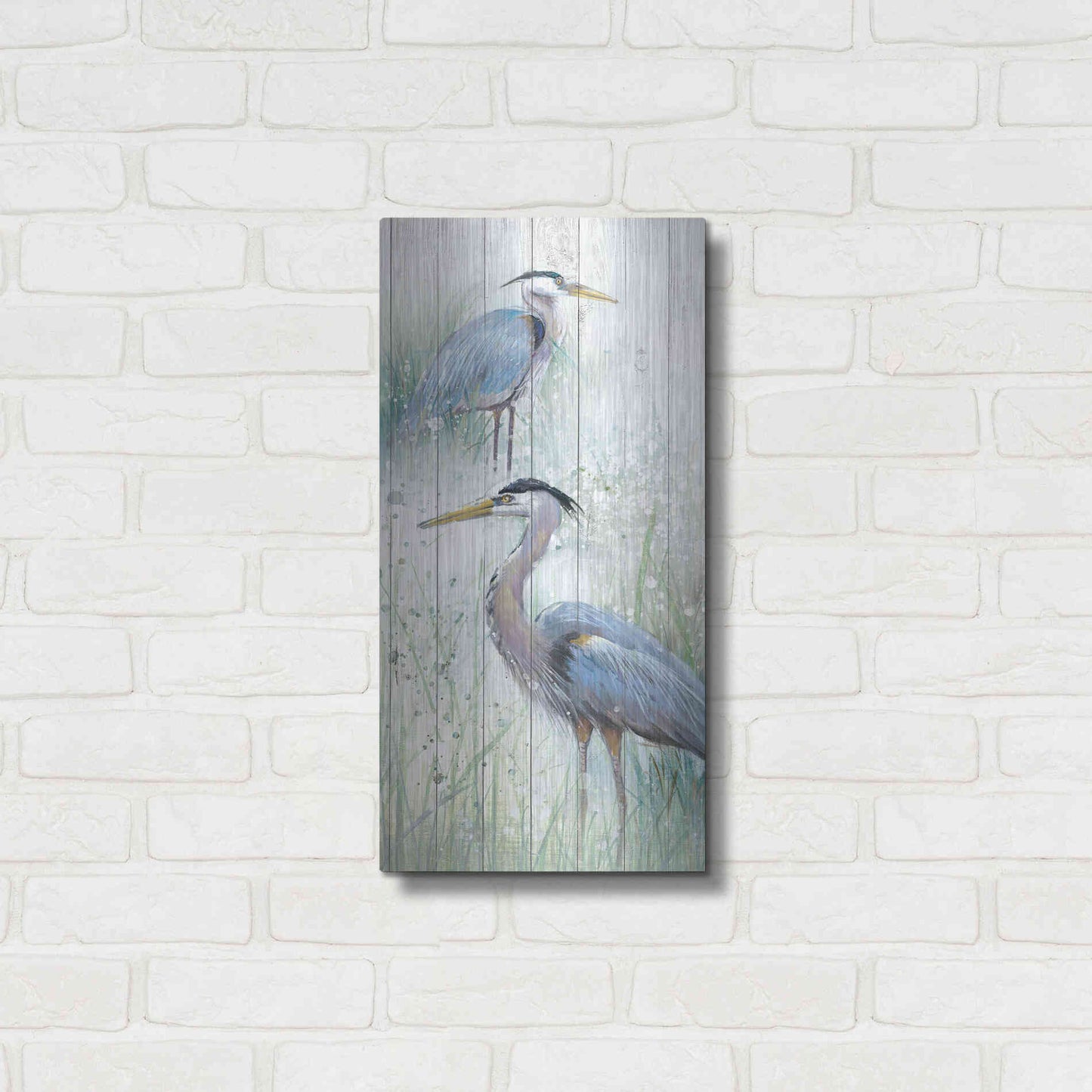Luxe Metal Art 'Seaside Heron Pair II' by Studio W, Metal Wall Art,12x24