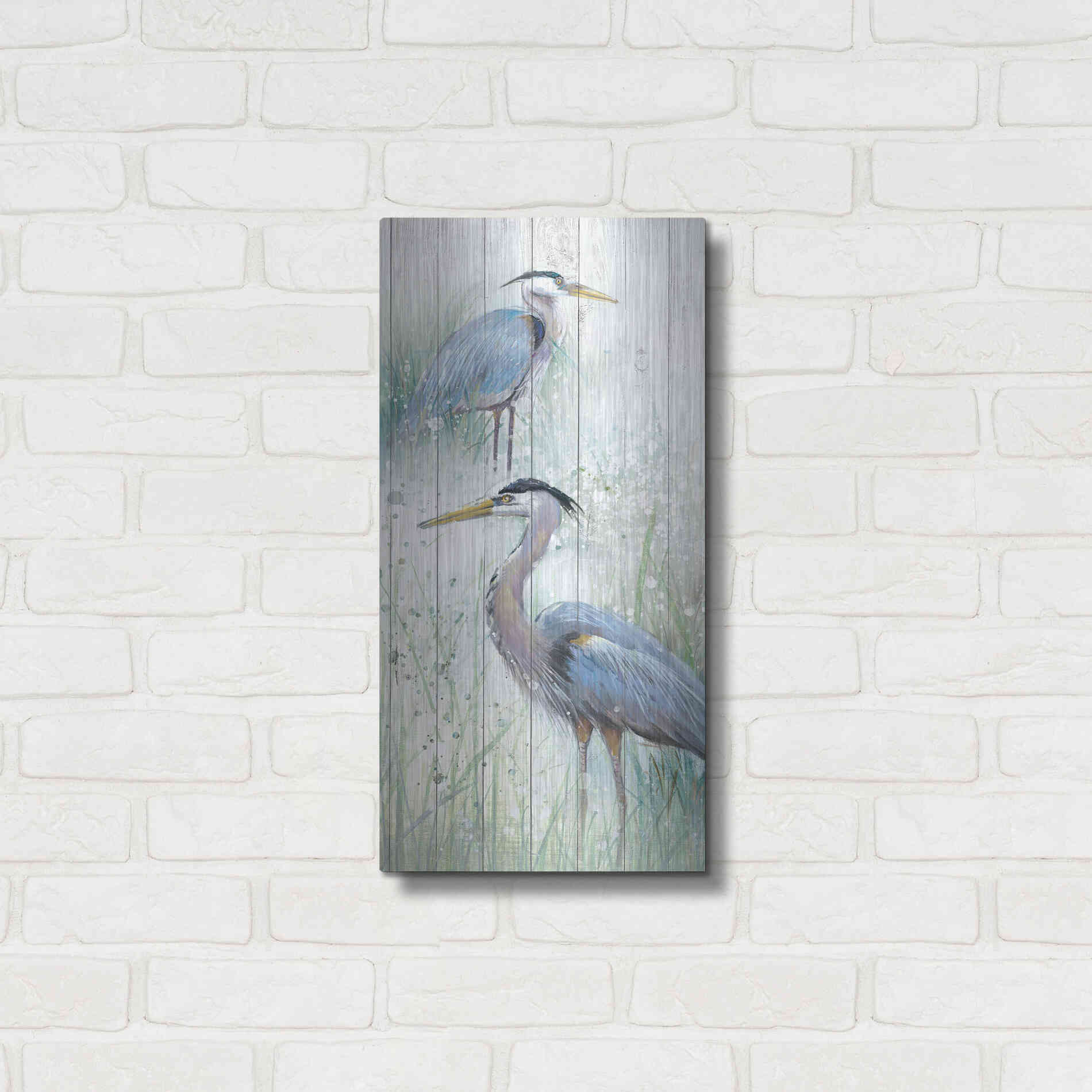 Luxe Metal Art 'Seaside Heron Pair II' by Studio W, Metal Wall Art,12x24