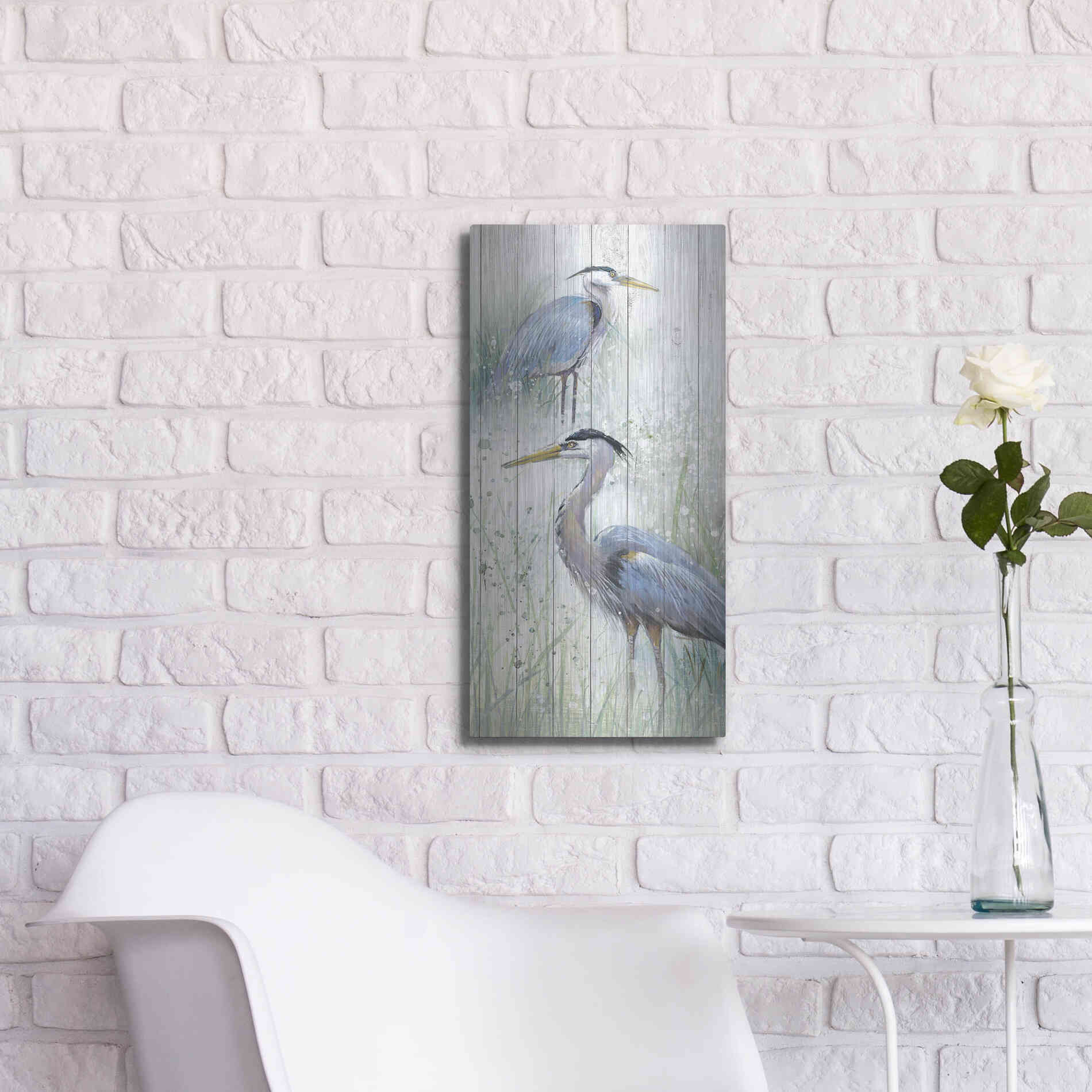 Luxe Metal Art 'Seaside Heron Pair II' by Studio W, Metal Wall Art,12x24