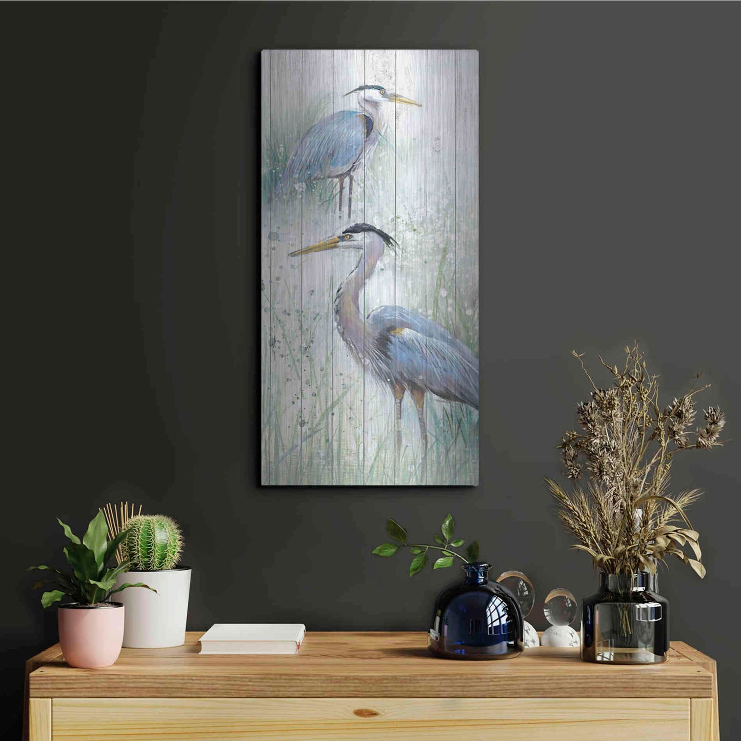 Luxe Metal Art 'Seaside Heron Pair II' by Studio W, Metal Wall Art,12x24
