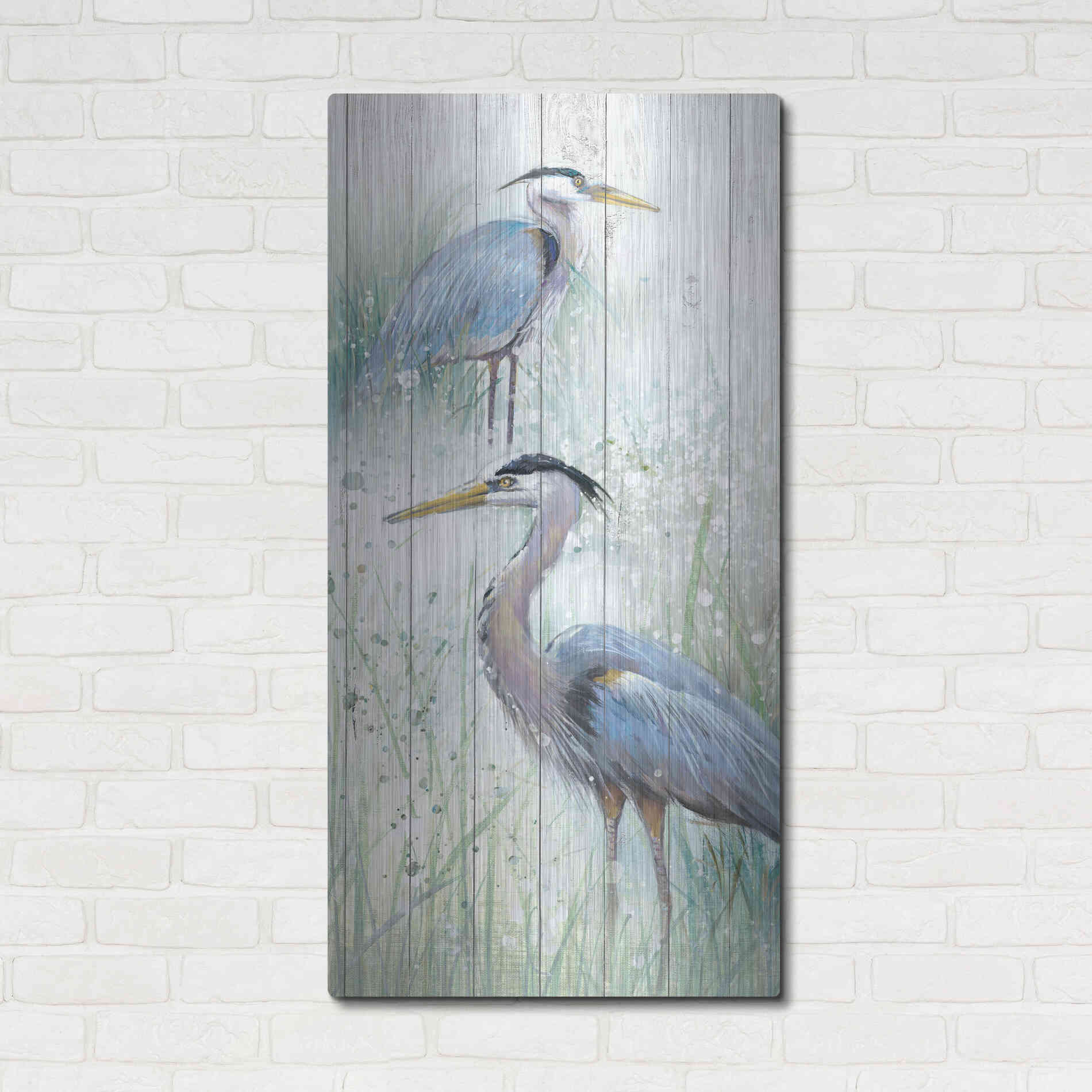 Luxe Metal Art 'Seaside Heron Pair II' by Studio W, Metal Wall Art,24x48