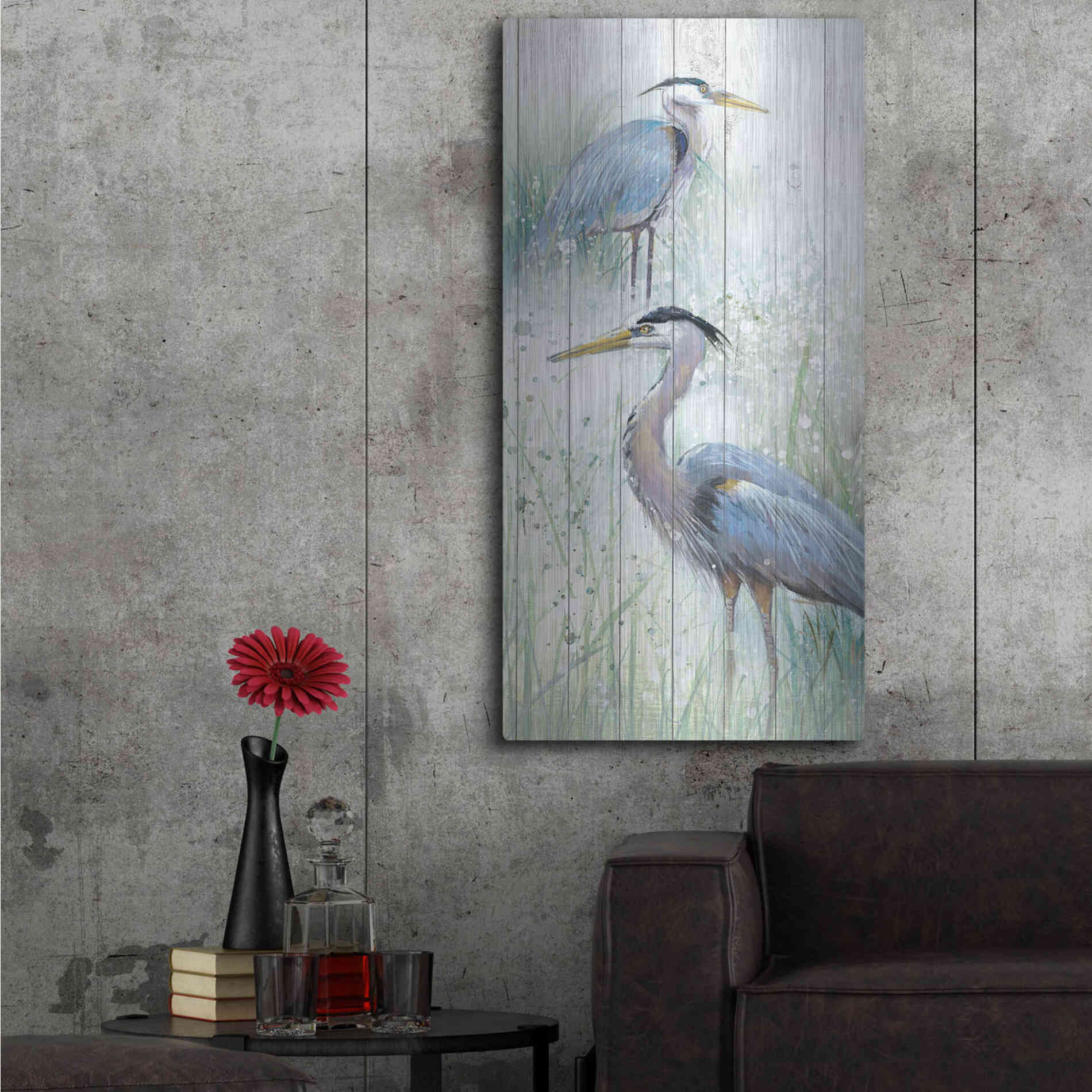 Luxe Metal Art 'Seaside Heron Pair II' by Studio W, Metal Wall Art,24x48