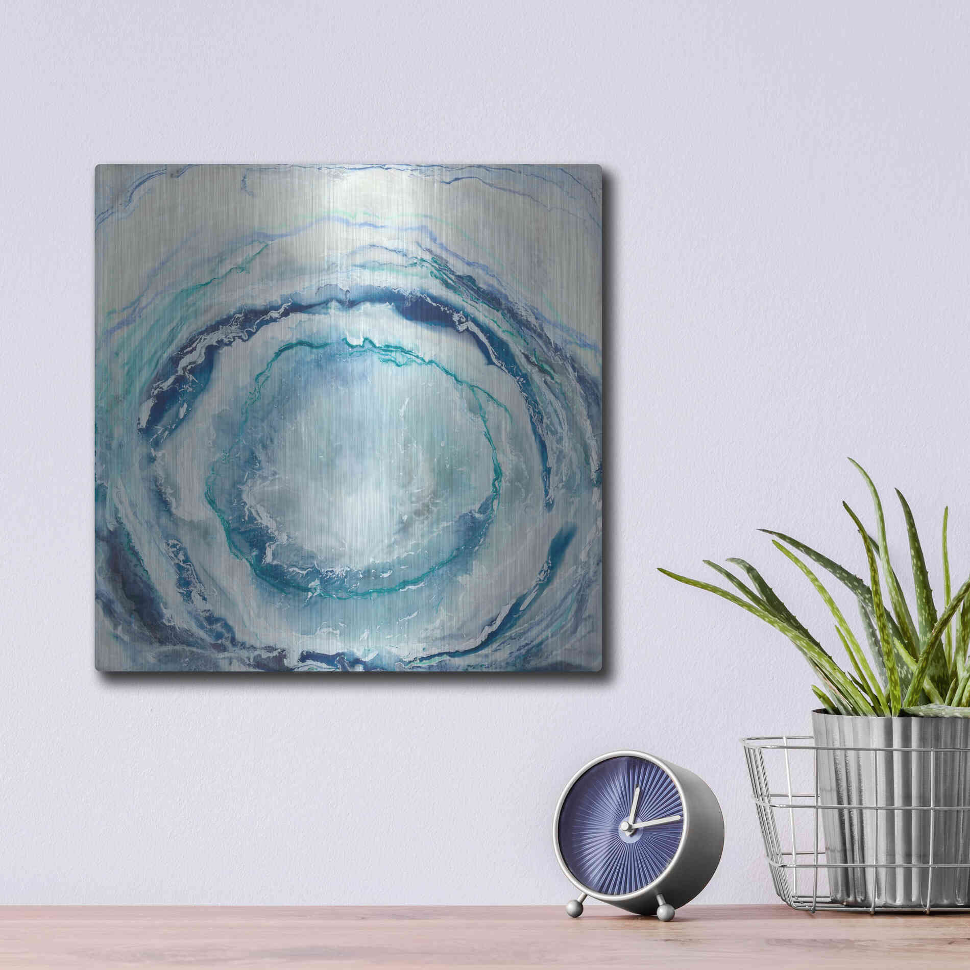 Luxe Metal Art 'Ocean Eye I' by Renee W Stramel, Metal Wall Art,12x12