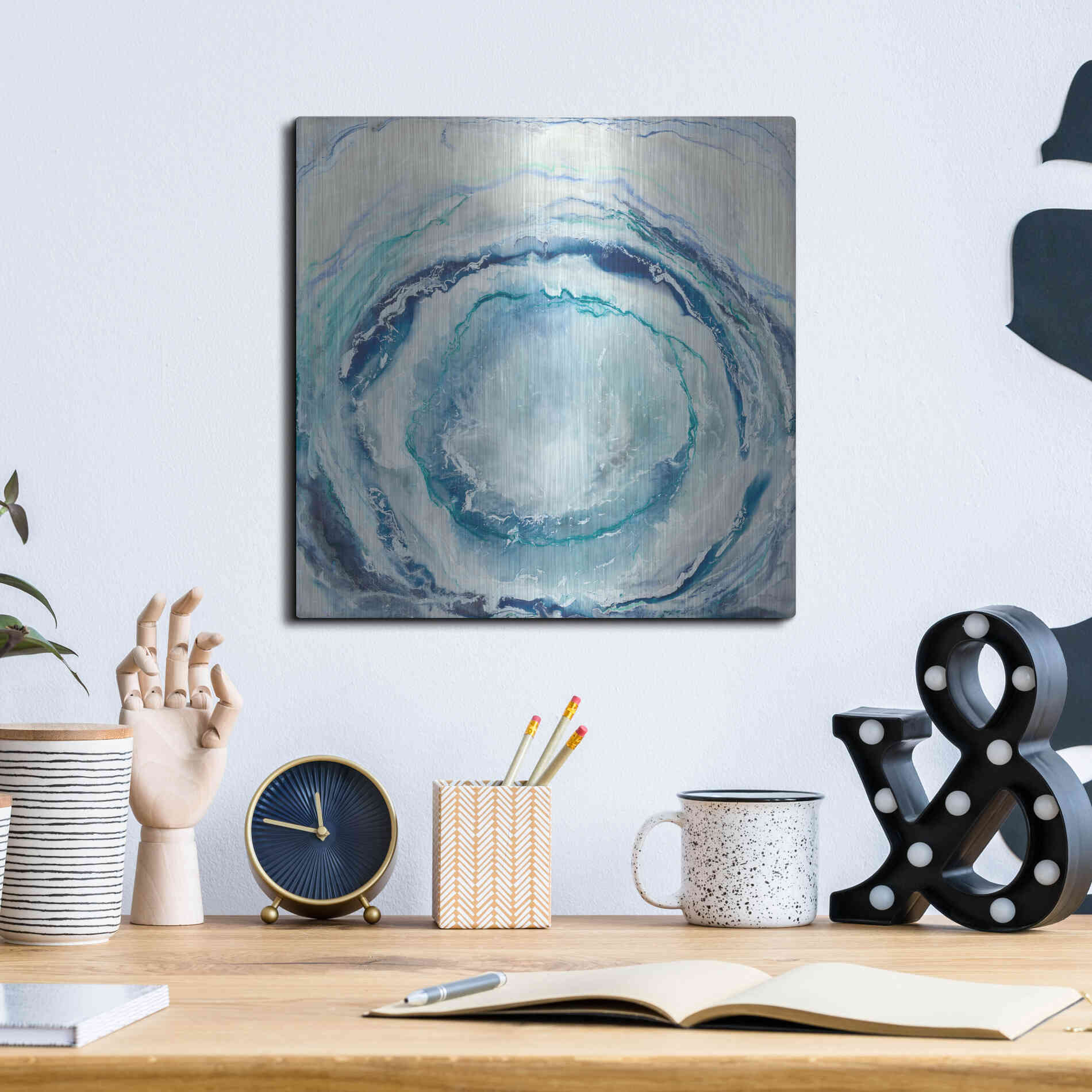 Luxe Metal Art 'Ocean Eye I' by Renee W Stramel, Metal Wall Art,12x12