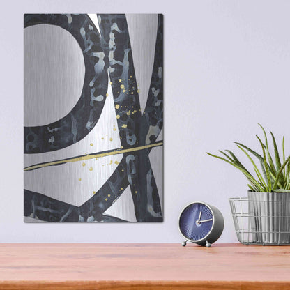 Luxe Metal Art 'Onyx Tracery II' by Renee W Stramel, Metal Wall Art,12x16