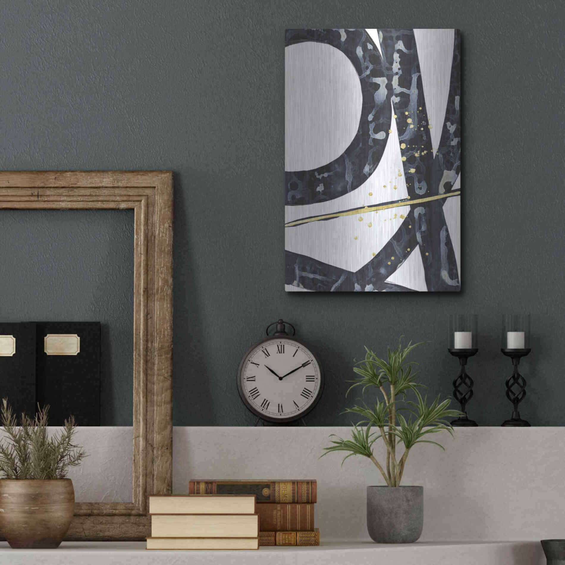 Luxe Metal Art 'Onyx Tracery II' by Renee W Stramel, Metal Wall Art,12x16