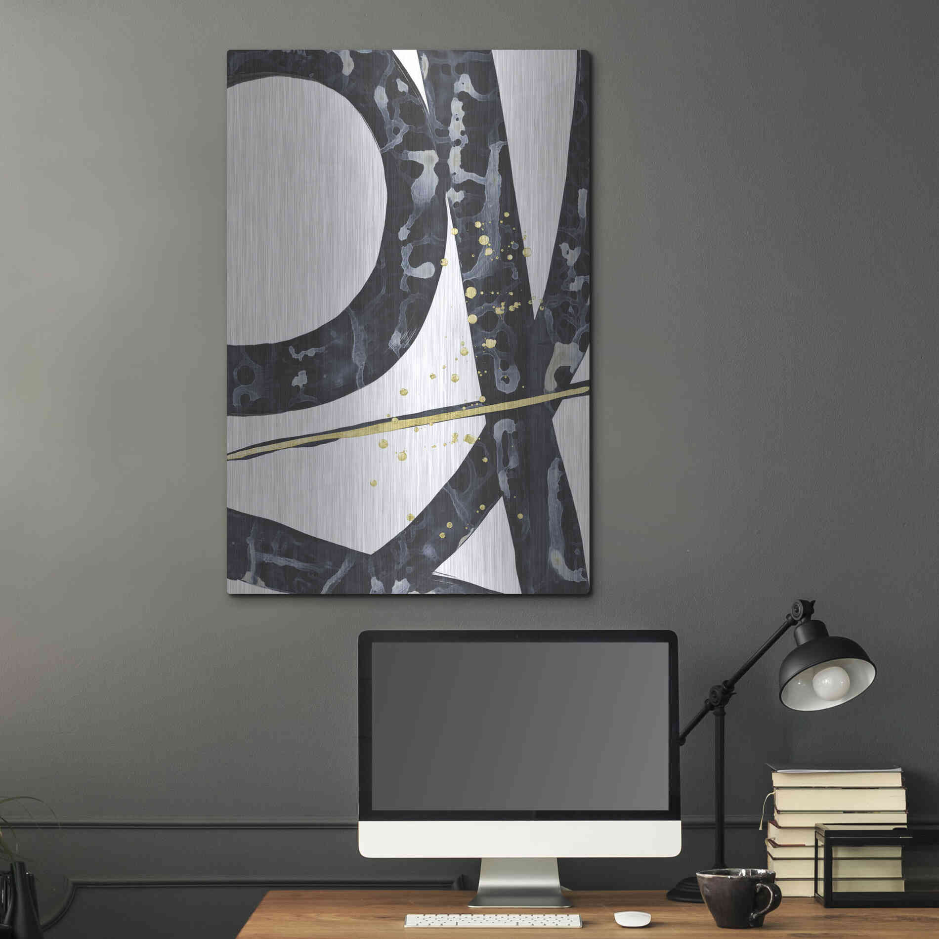 Luxe Metal Art 'Onyx Tracery II' by Renee W Stramel, Metal Wall Art,24x36