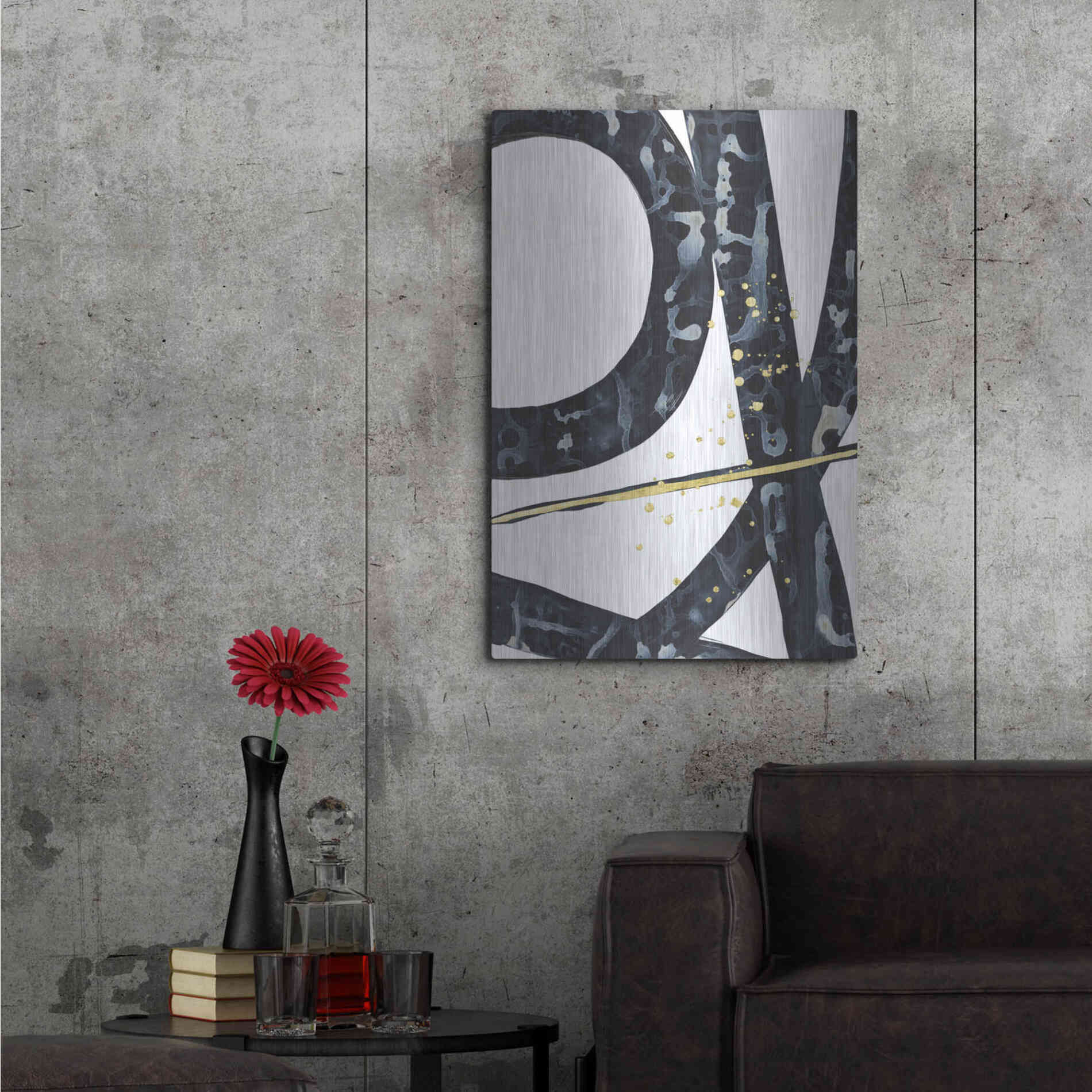 Luxe Metal Art 'Onyx Tracery II' by Renee W Stramel, Metal Wall Art,24x36