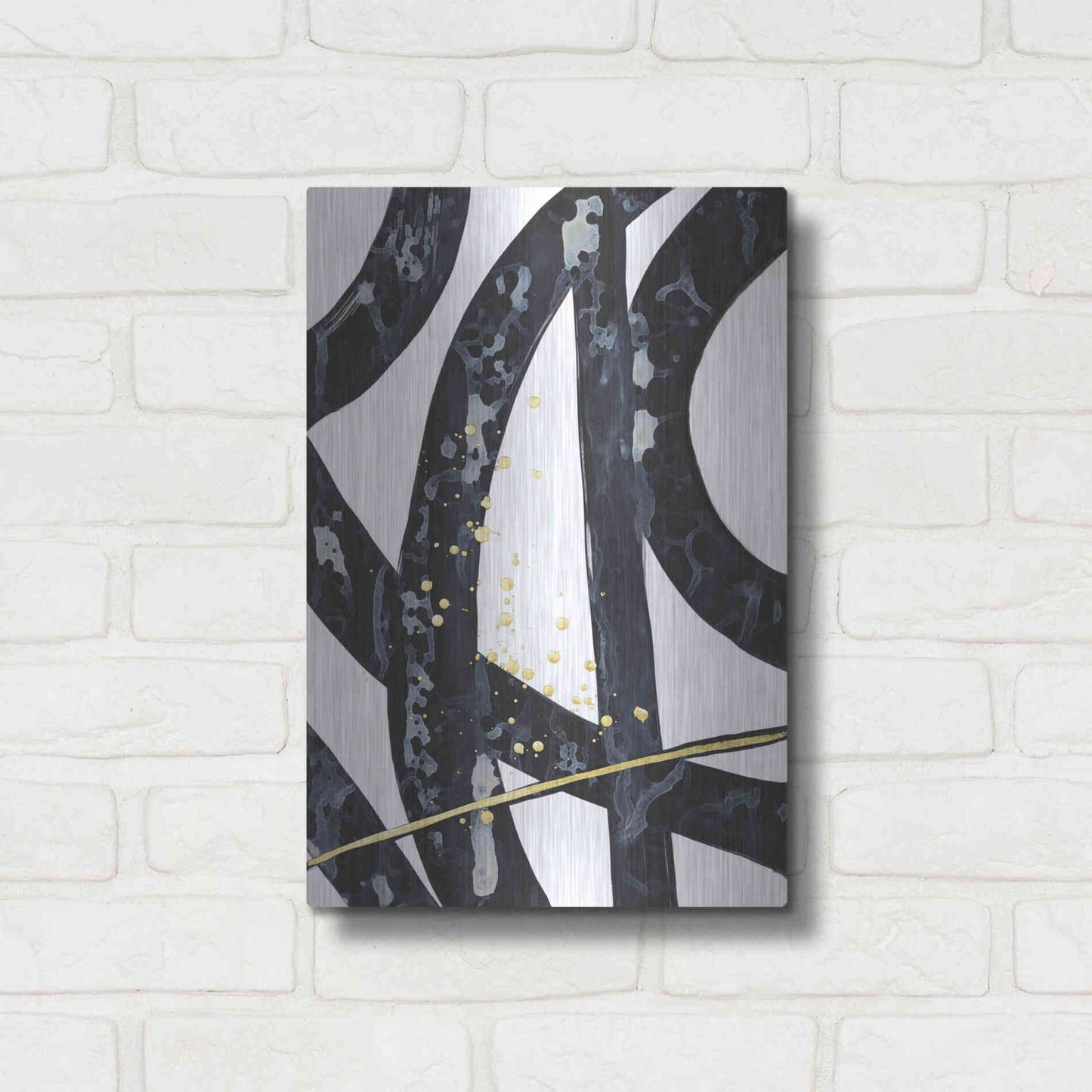 Luxe Metal Art 'Onyx Tracery I' by Renee W Stramel, Metal Wall Art,12x16