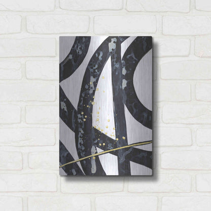 Luxe Metal Art 'Onyx Tracery I' by Renee W Stramel, Metal Wall Art,12x16