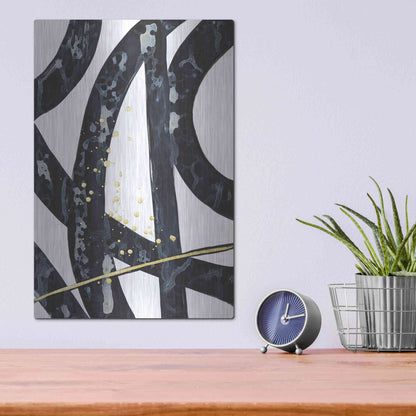 Luxe Metal Art 'Onyx Tracery I' by Renee W Stramel, Metal Wall Art,12x16