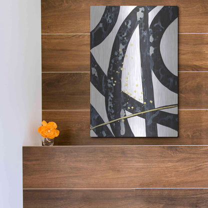 Luxe Metal Art 'Onyx Tracery I' by Renee W Stramel, Metal Wall Art,12x16