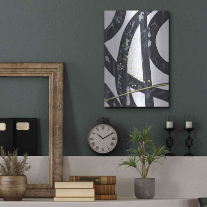Luxe Metal Art 'Onyx Tracery I' by Renee W Stramel, Metal Wall Art,12x16