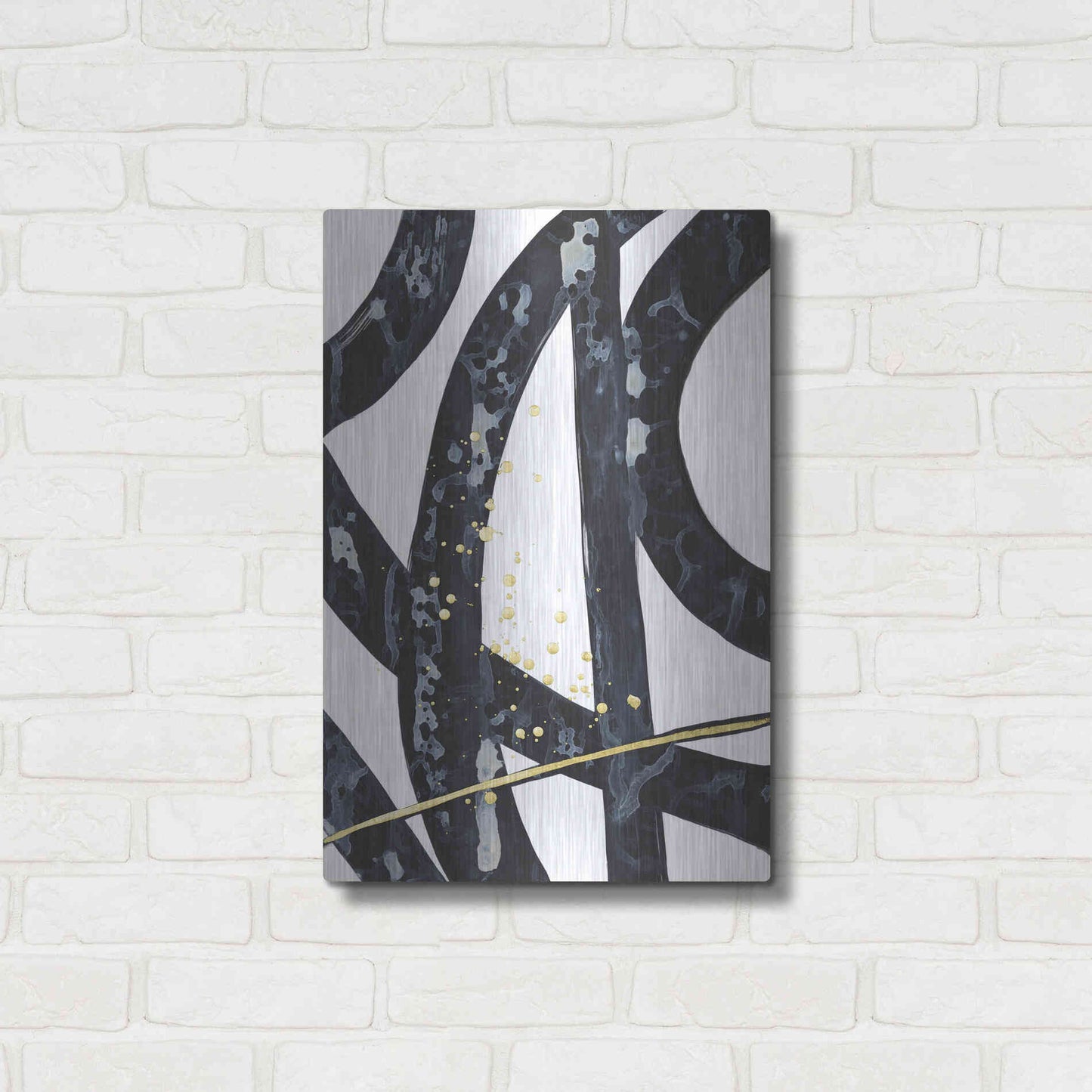 Luxe Metal Art 'Onyx Tracery I' by Renee W Stramel, Metal Wall Art,16x24