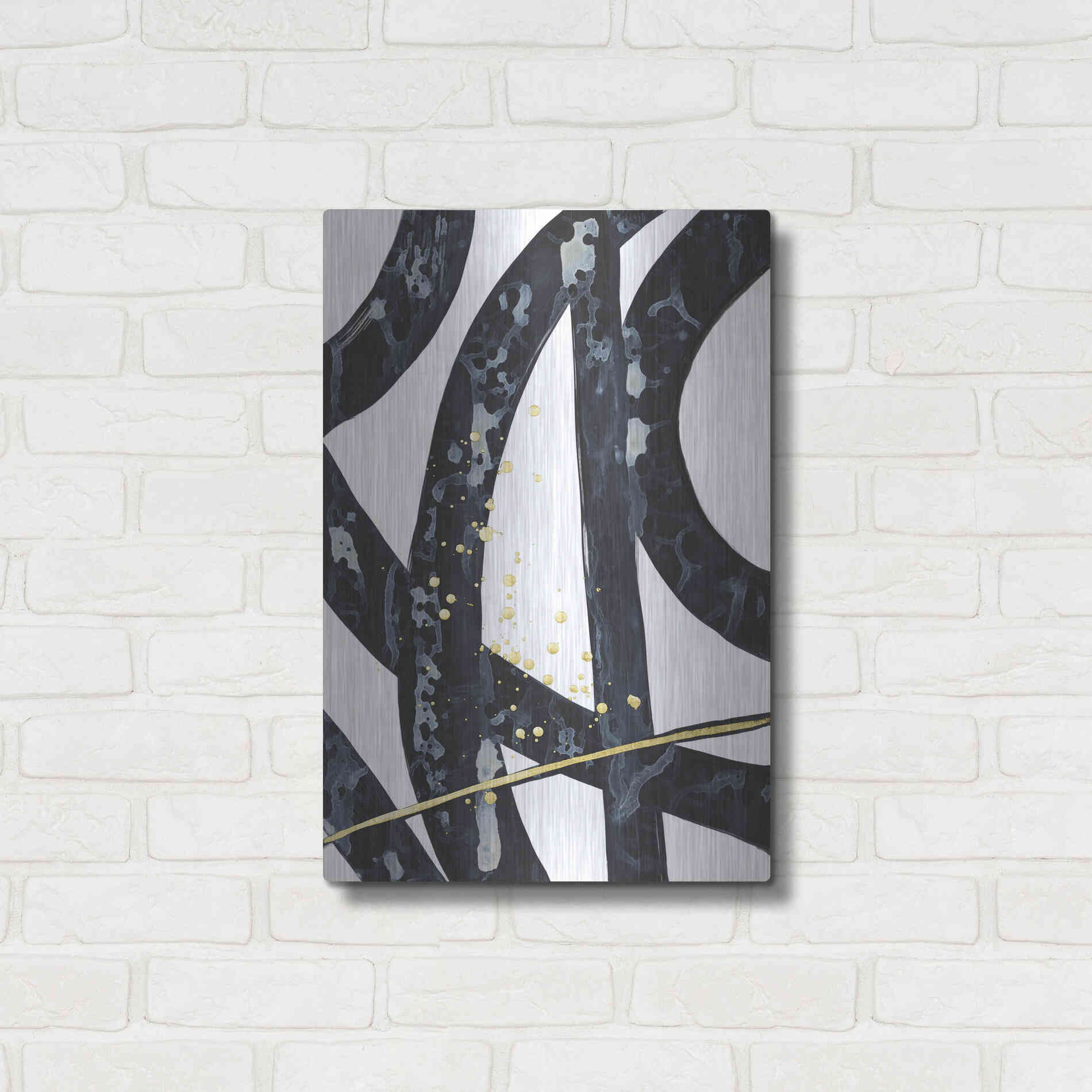 Luxe Metal Art 'Onyx Tracery I' by Renee W Stramel, Metal Wall Art,16x24
