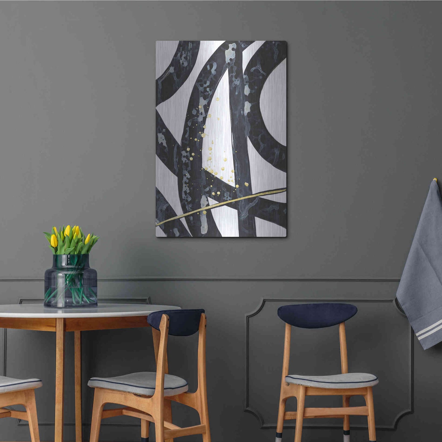 Luxe Metal Art 'Onyx Tracery I' by Renee W Stramel, Metal Wall Art,24x36