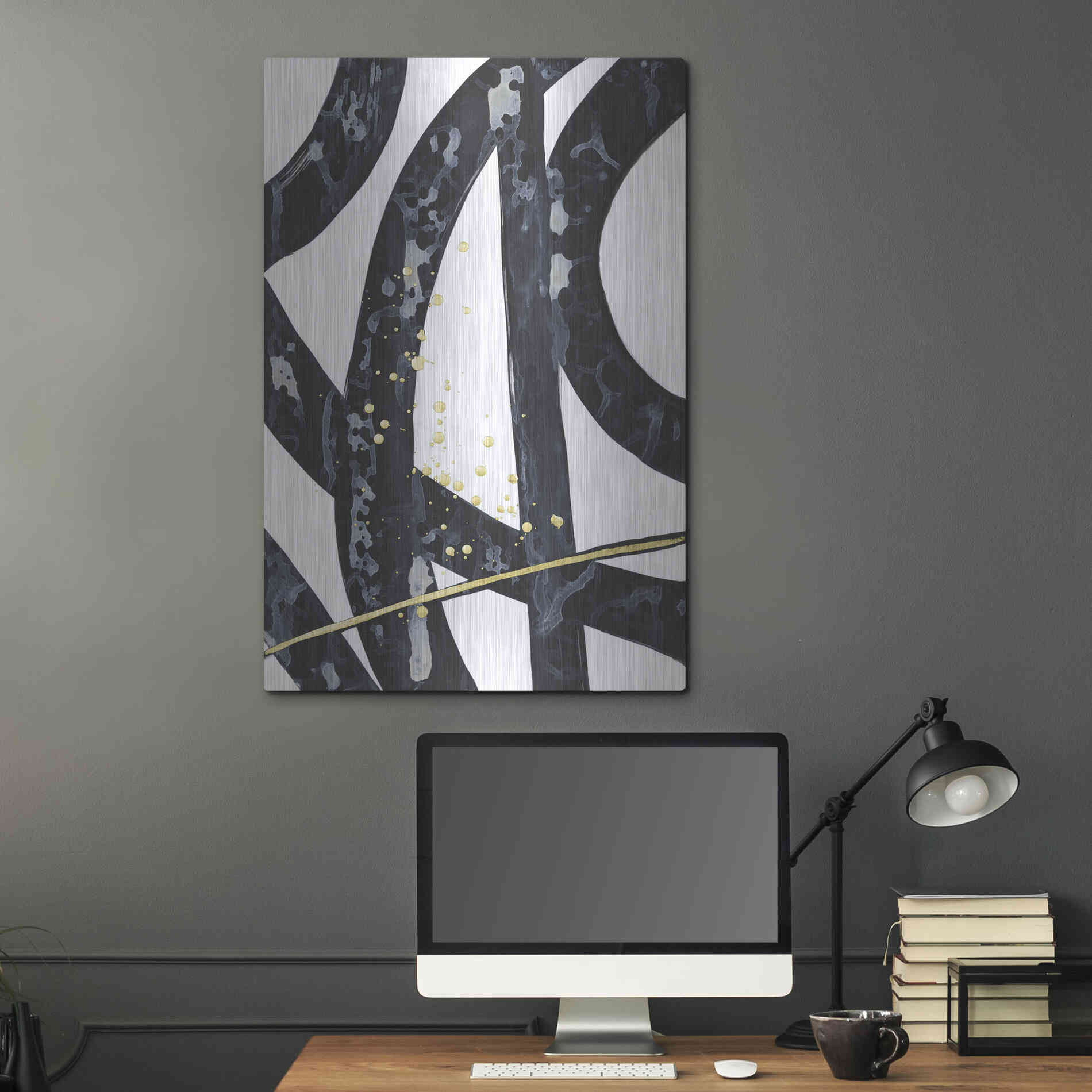 Luxe Metal Art 'Onyx Tracery I' by Renee W Stramel, Metal Wall Art,24x36