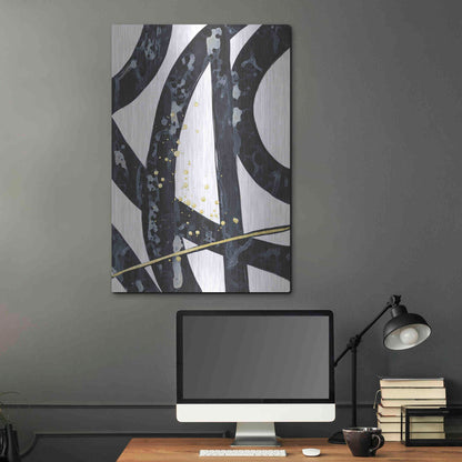 Luxe Metal Art 'Onyx Tracery I' by Renee W Stramel, Metal Wall Art,24x36