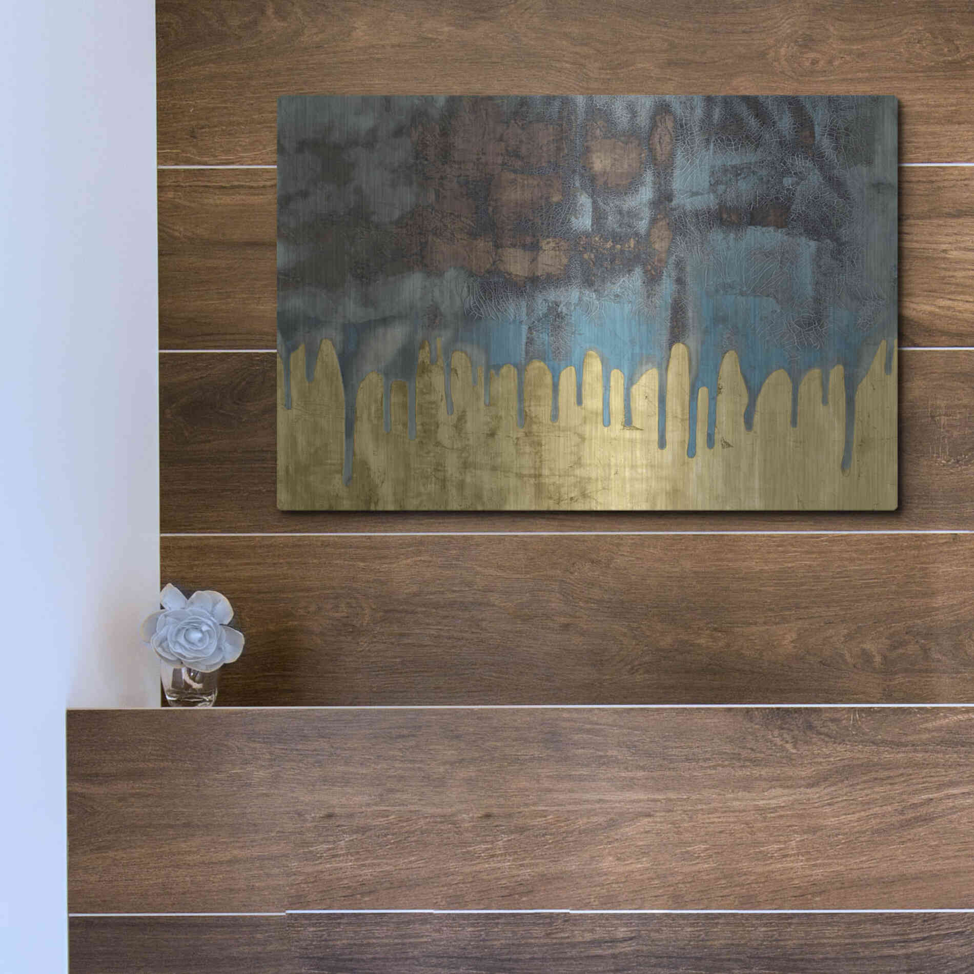 Luxe Metal Art 'Aquafer I' by Renee W Stramel, Metal Wall Art,16x12