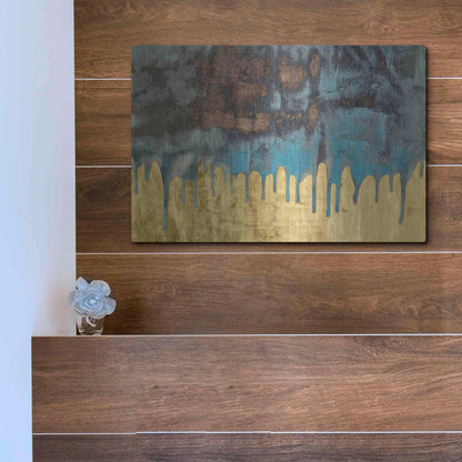 Luxe Metal Art 'Aquafer I' by Renee W Stramel, Metal Wall Art,16x12