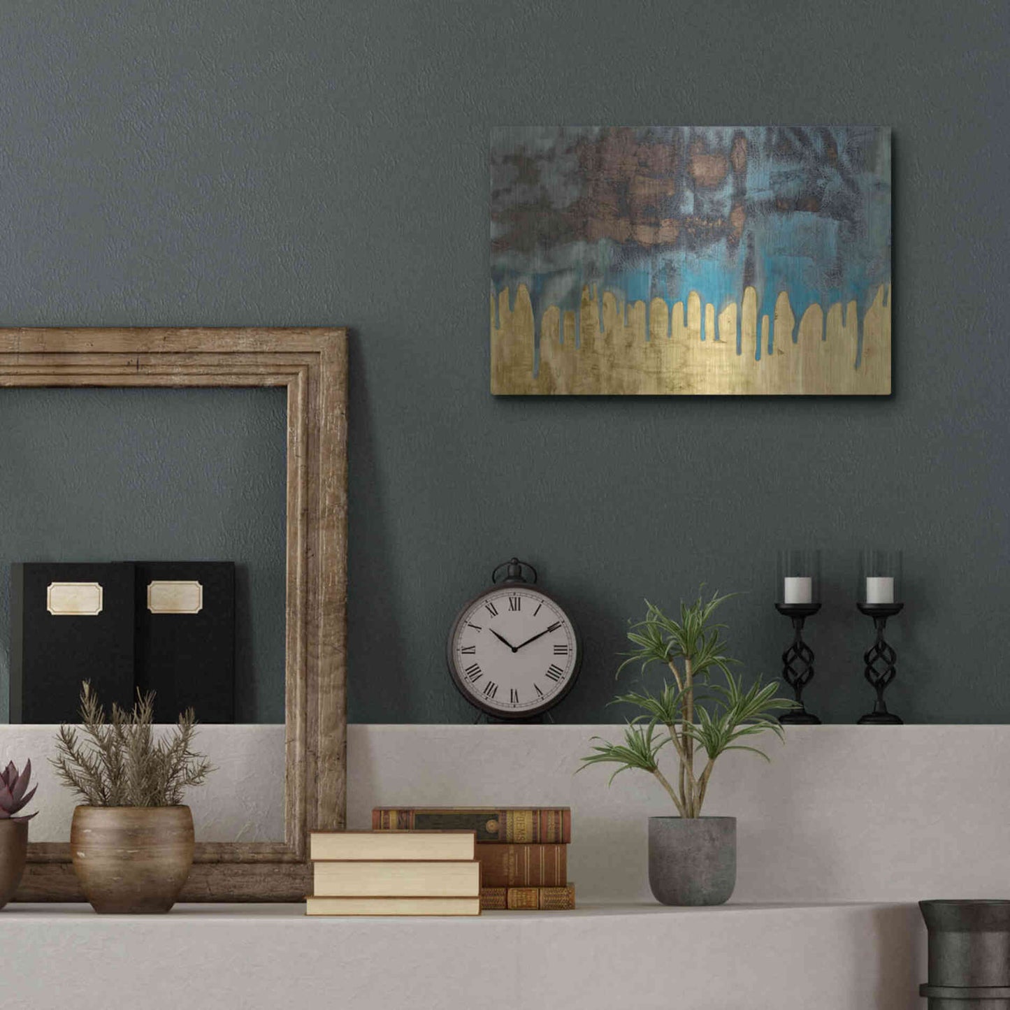 Luxe Metal Art 'Aquafer I' by Renee W Stramel, Metal Wall Art,16x12