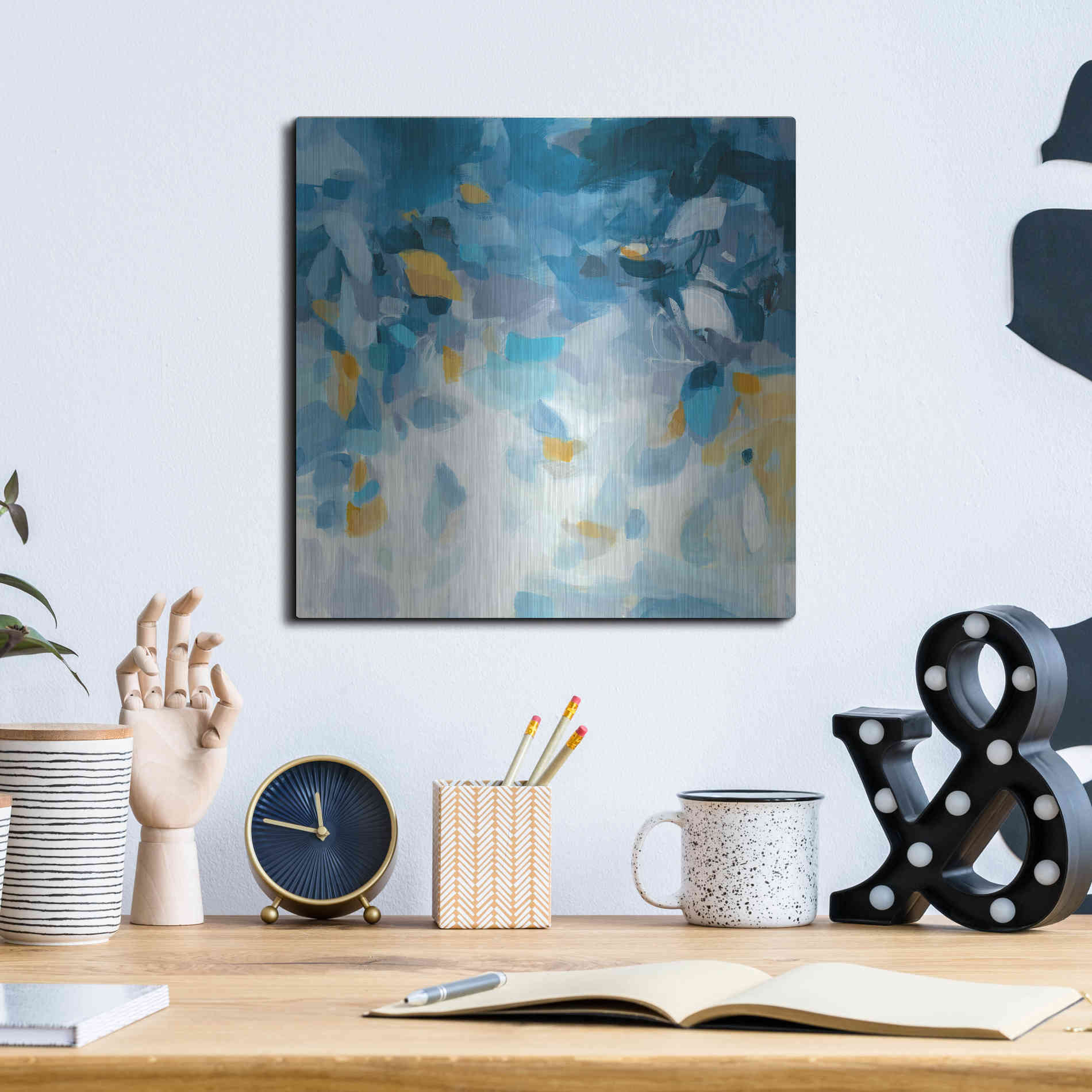 Luxe Metal Art 'Blue Dreams' by Christina Long, Metal Wall Art,12x12