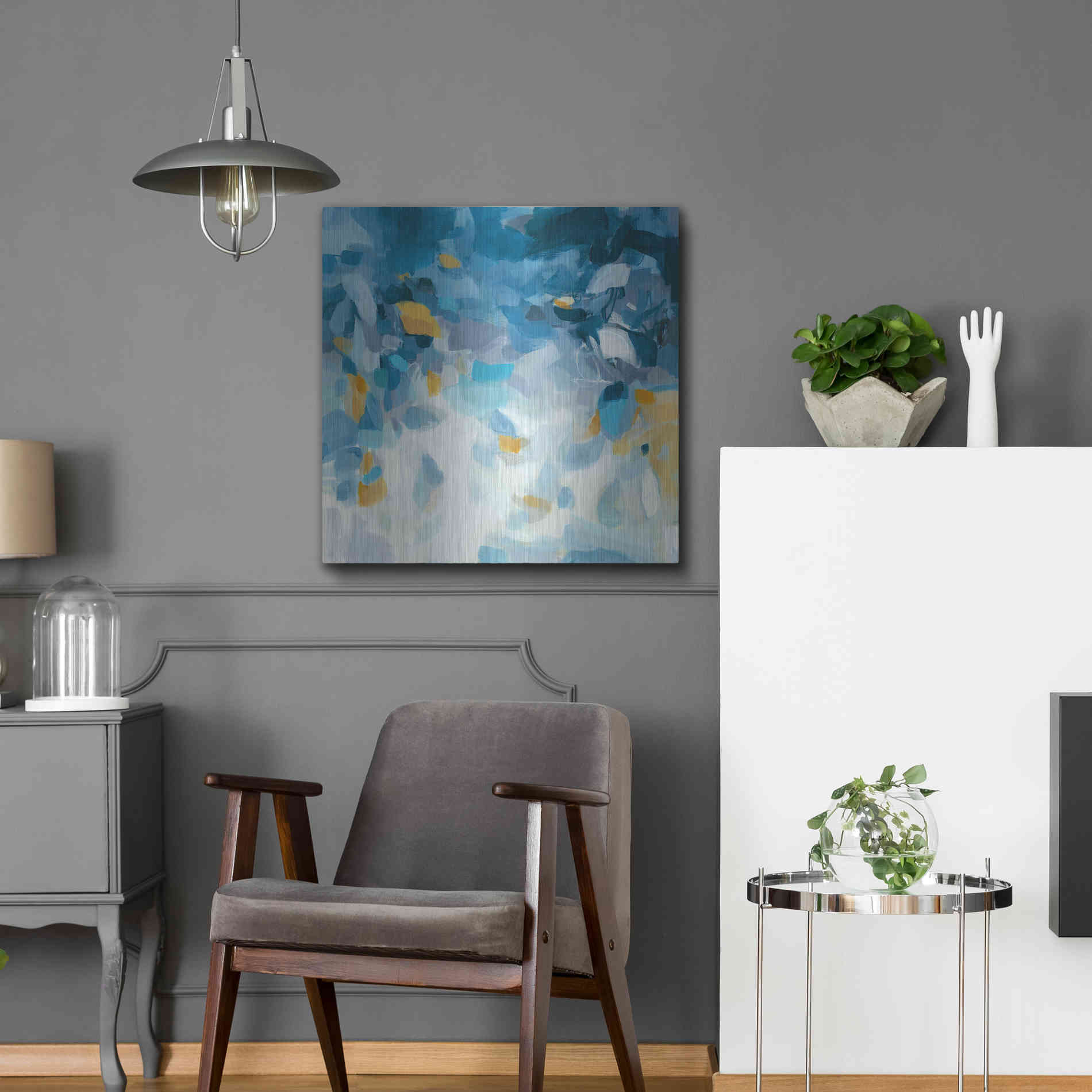 Luxe Metal Art 'Blue Dreams' by Christina Long, Metal Wall Art,24x24