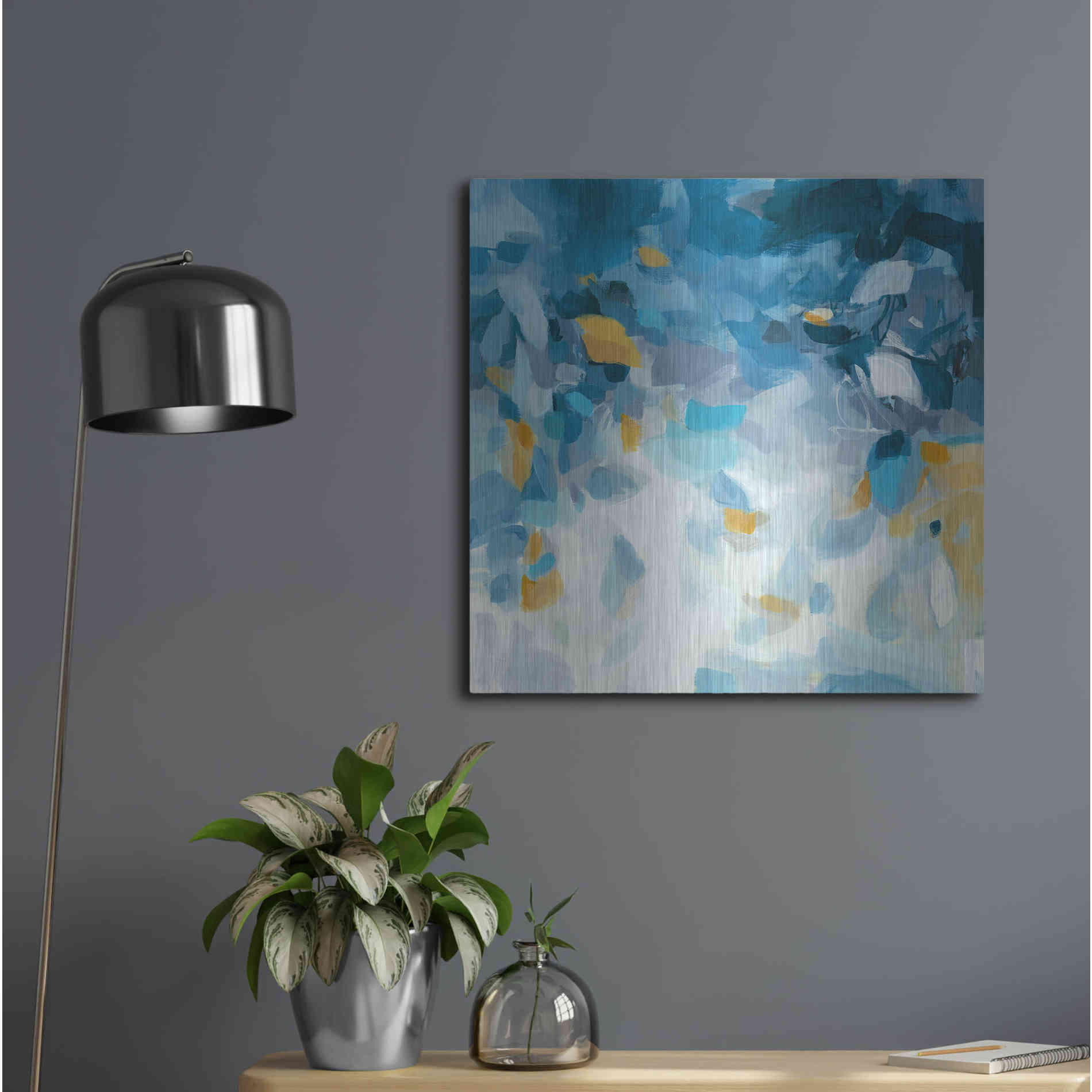 Luxe Metal Art 'Blue Dreams' by Christina Long, Metal Wall Art,24x24