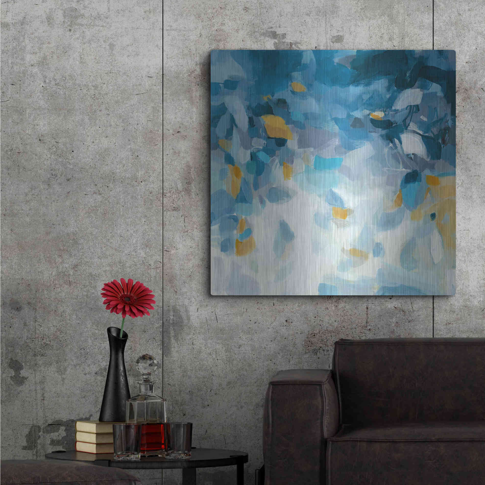 Luxe Metal Art 'Blue Dreams' by Christina Long, Metal Wall Art,36x36