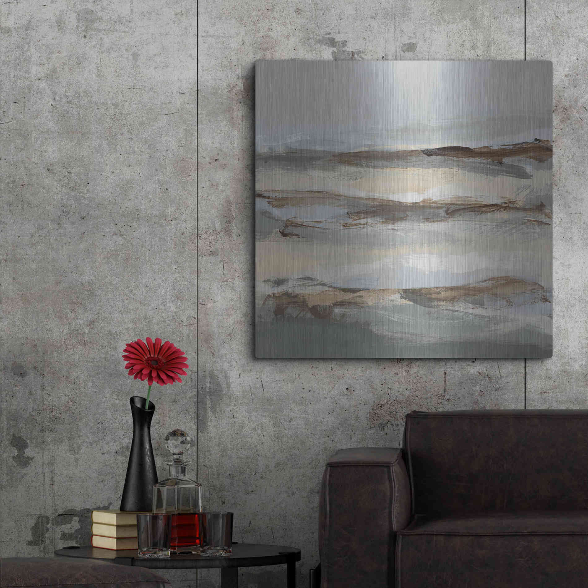 Luxe Metal Art 'Winter Sun I' by Christina Long, Metal Wall Art,36x36