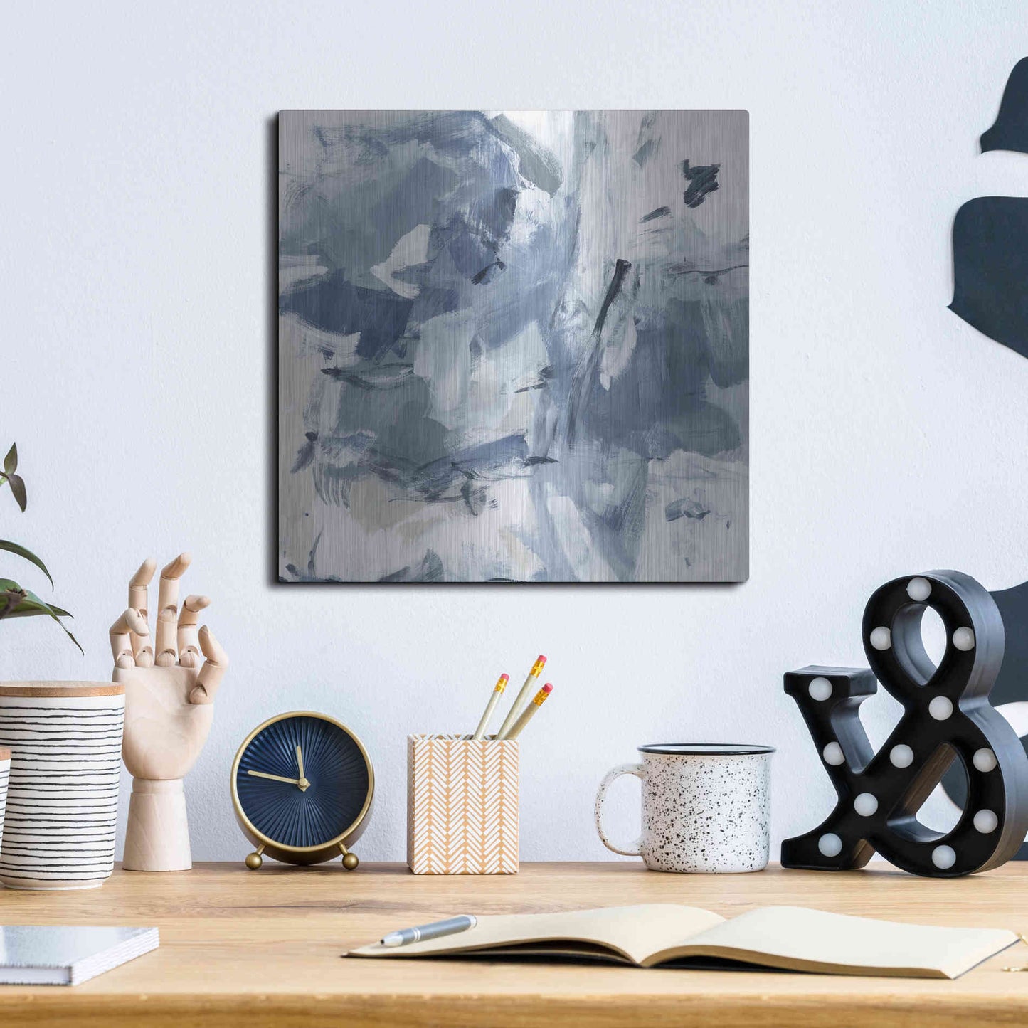 Luxe Metal Art 'Winter Air I' by Christina Long, Metal Wall Art,12x12