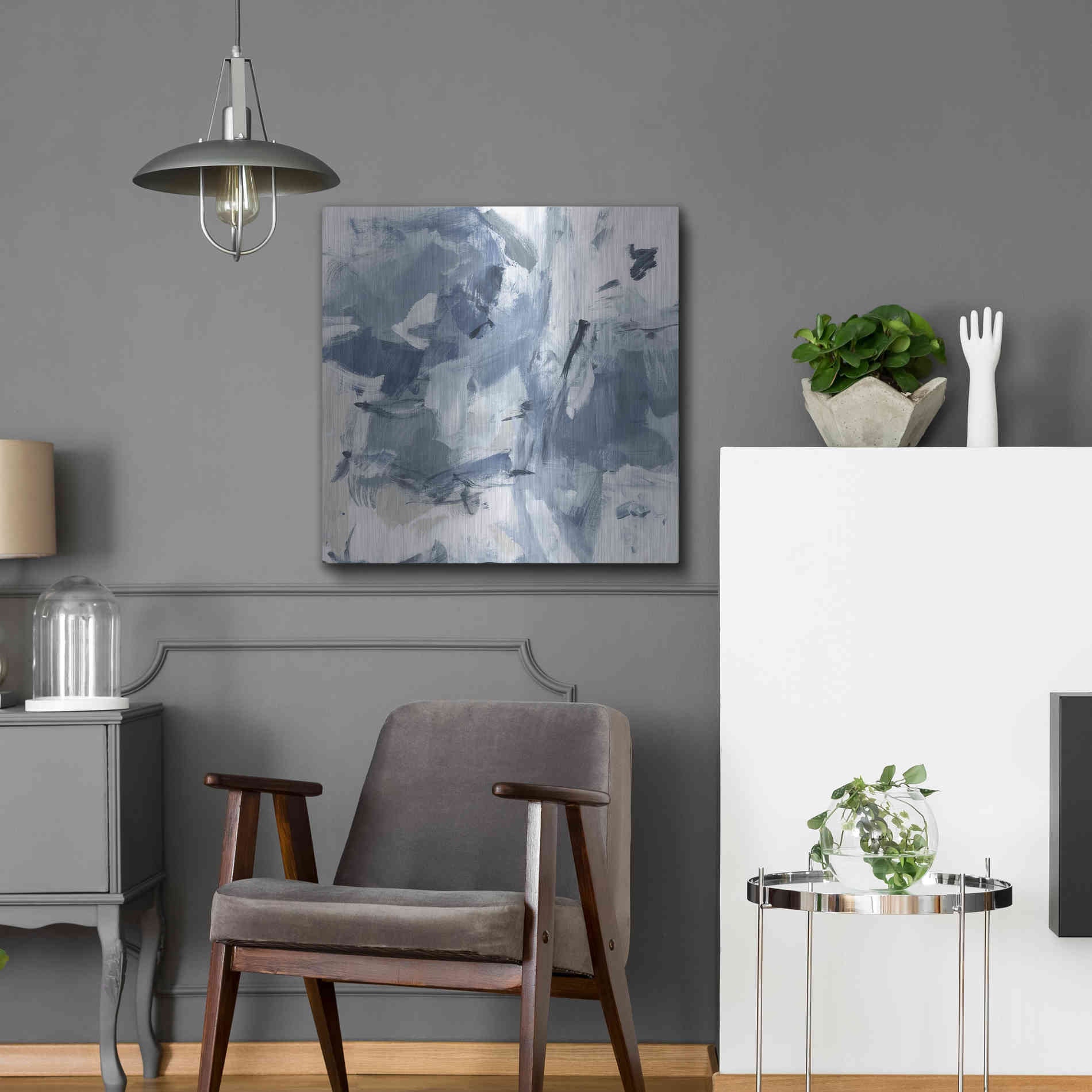 Luxe Metal Art 'Winter Air I' by Christina Long, Metal Wall Art,24x24