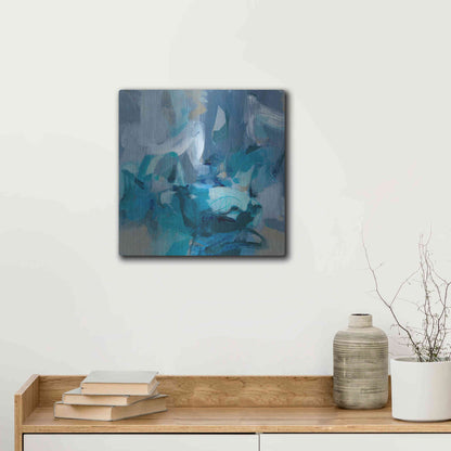 Luxe Metal Art 'Abstract Blues II' by Christina Long, Metal Wall Art,12x12