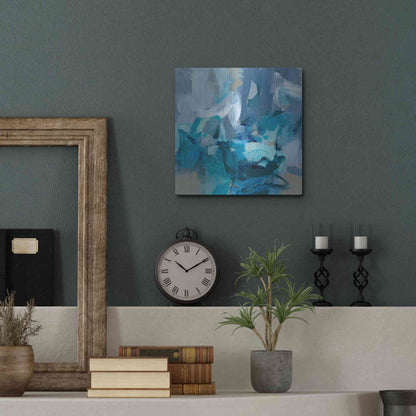 Luxe Metal Art 'Abstract Blues II' by Christina Long, Metal Wall Art,12x12