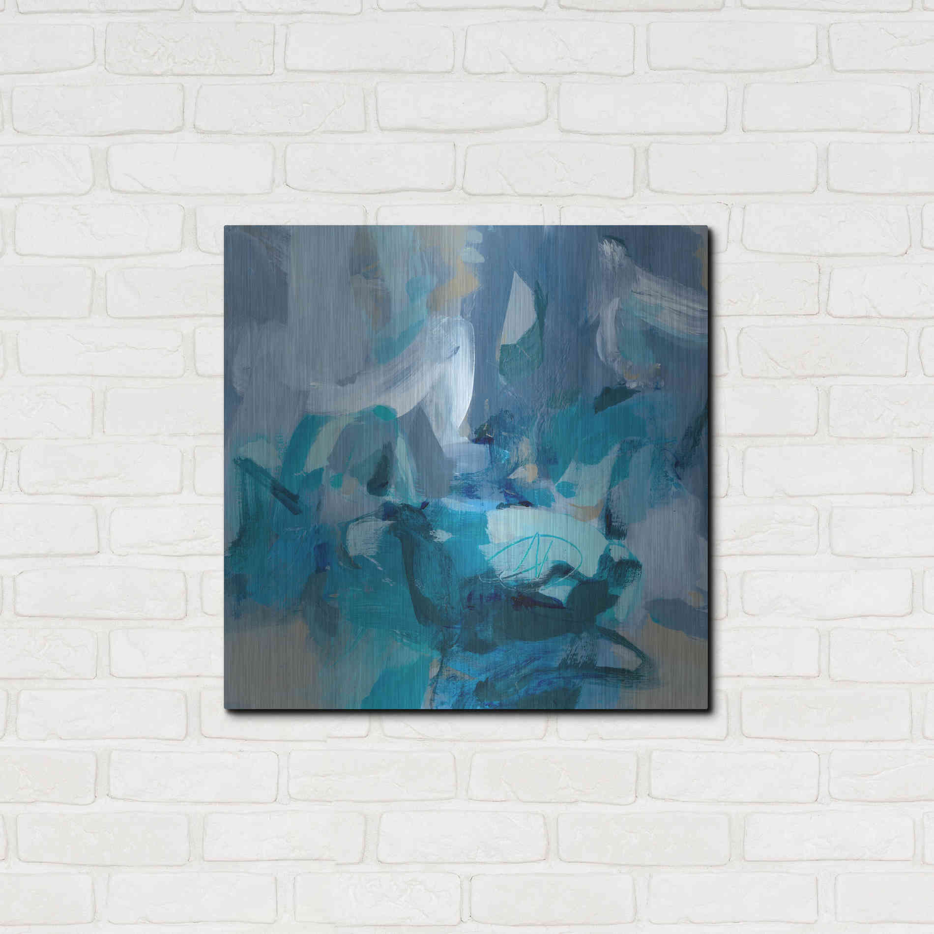 Luxe Metal Art 'Abstract Blues II' by Christina Long, Metal Wall Art,24x24