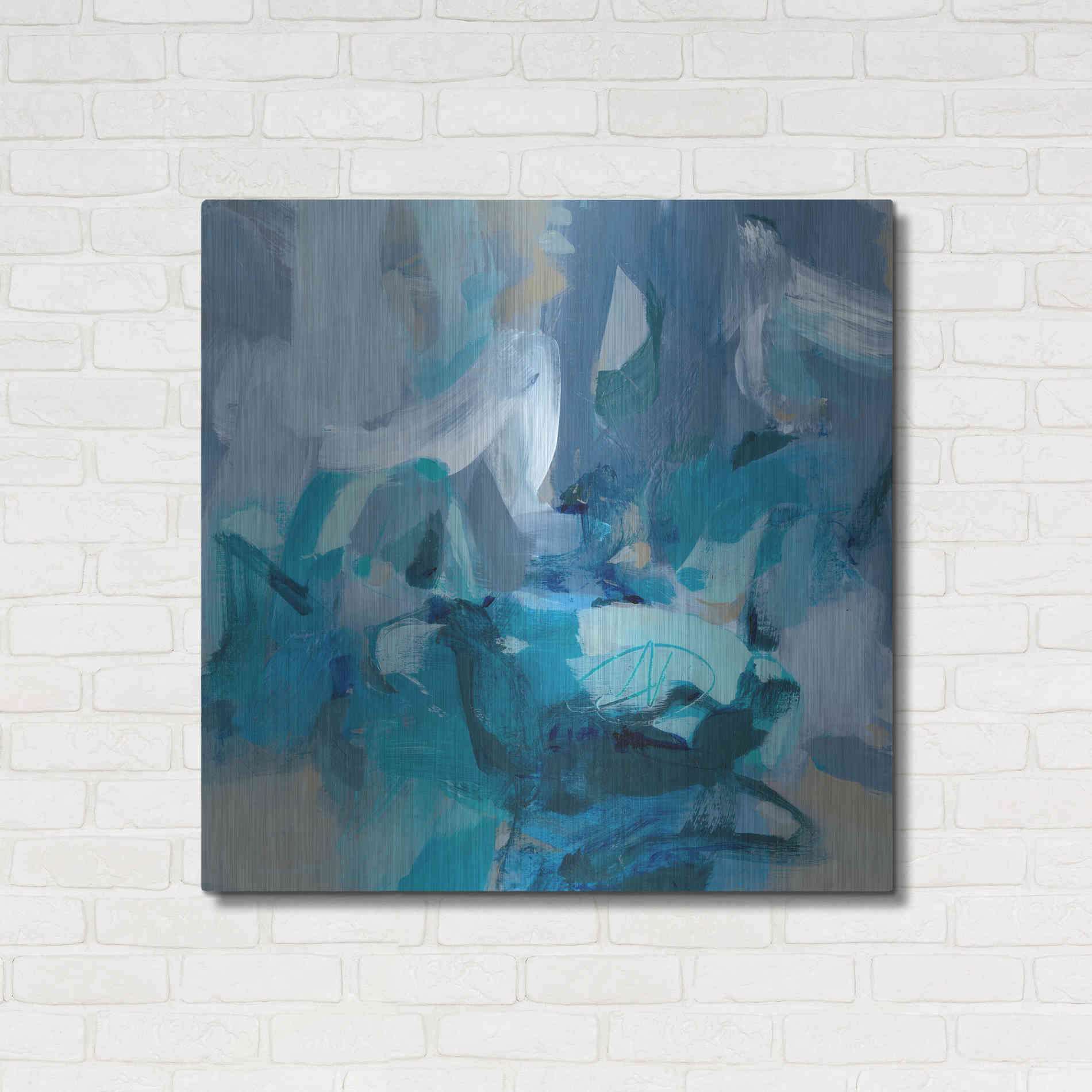 Luxe Metal Art 'Abstract Blues II' by Christina Long, Metal Wall Art,36x36