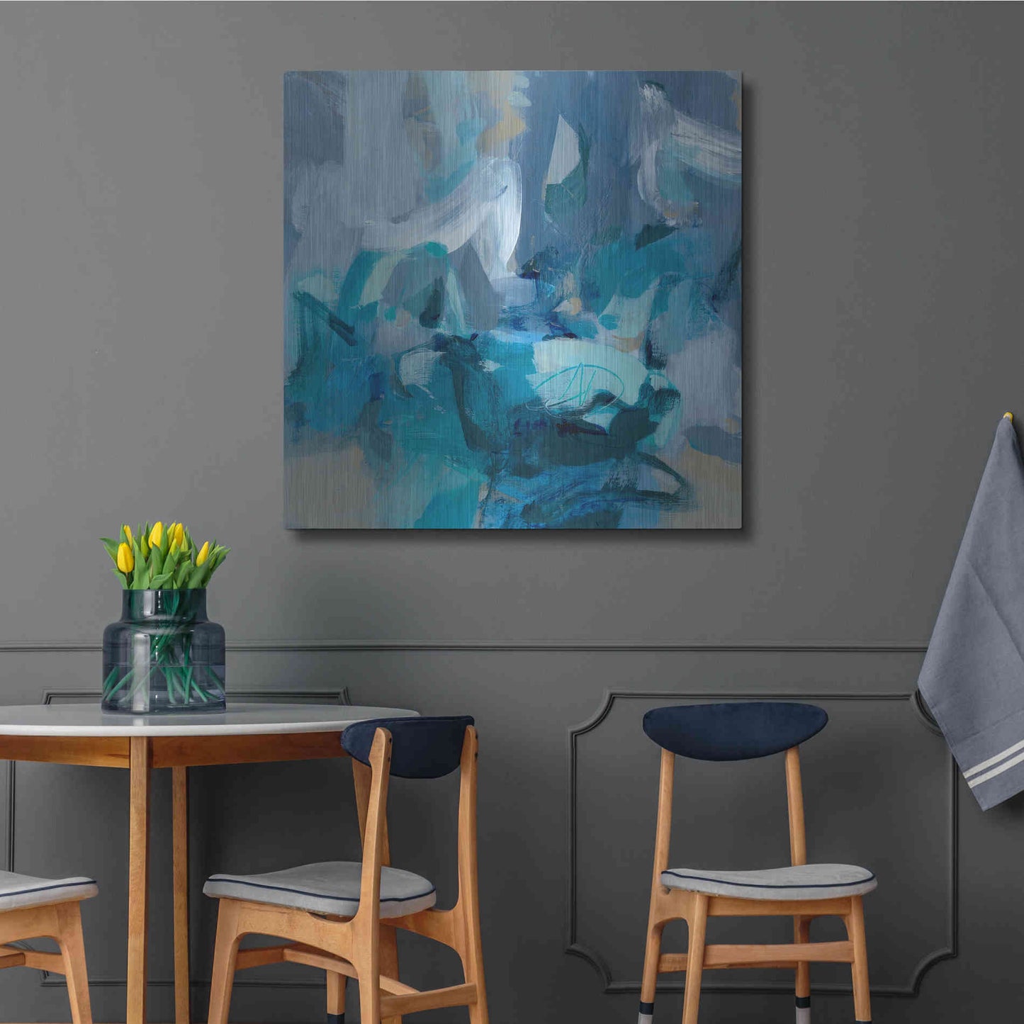 Luxe Metal Art 'Abstract Blues II' by Christina Long, Metal Wall Art,36x36