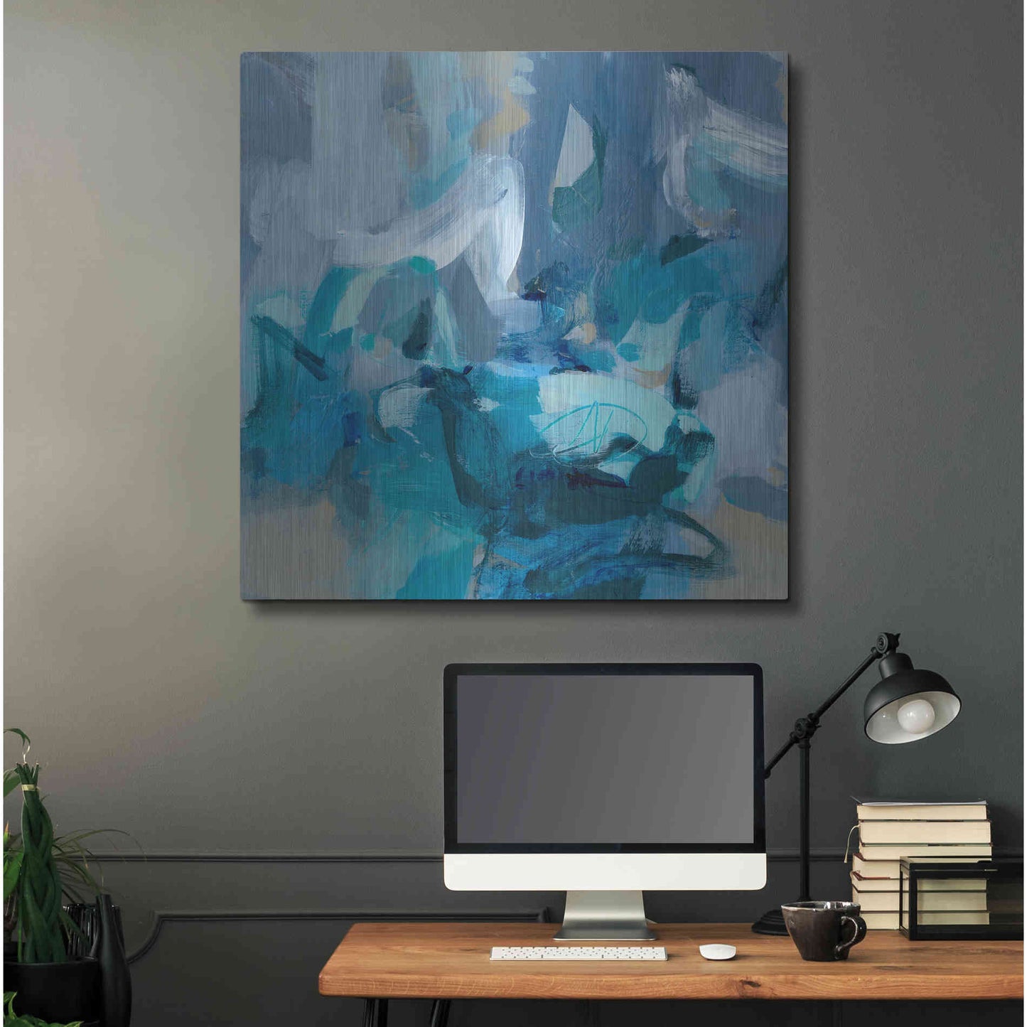 Luxe Metal Art 'Abstract Blues II' by Christina Long, Metal Wall Art,36x36